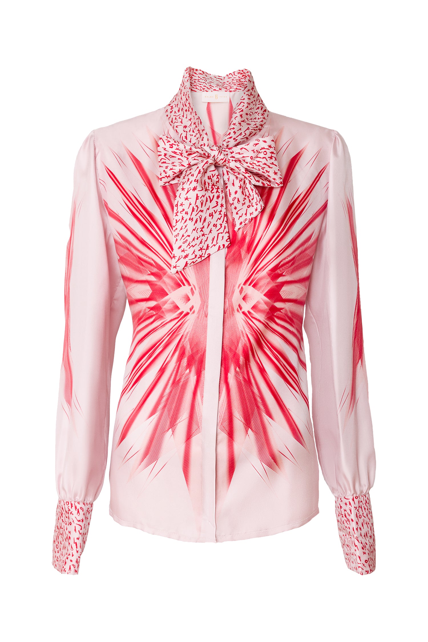 Red Pink Custom Design Print Silk Shirt