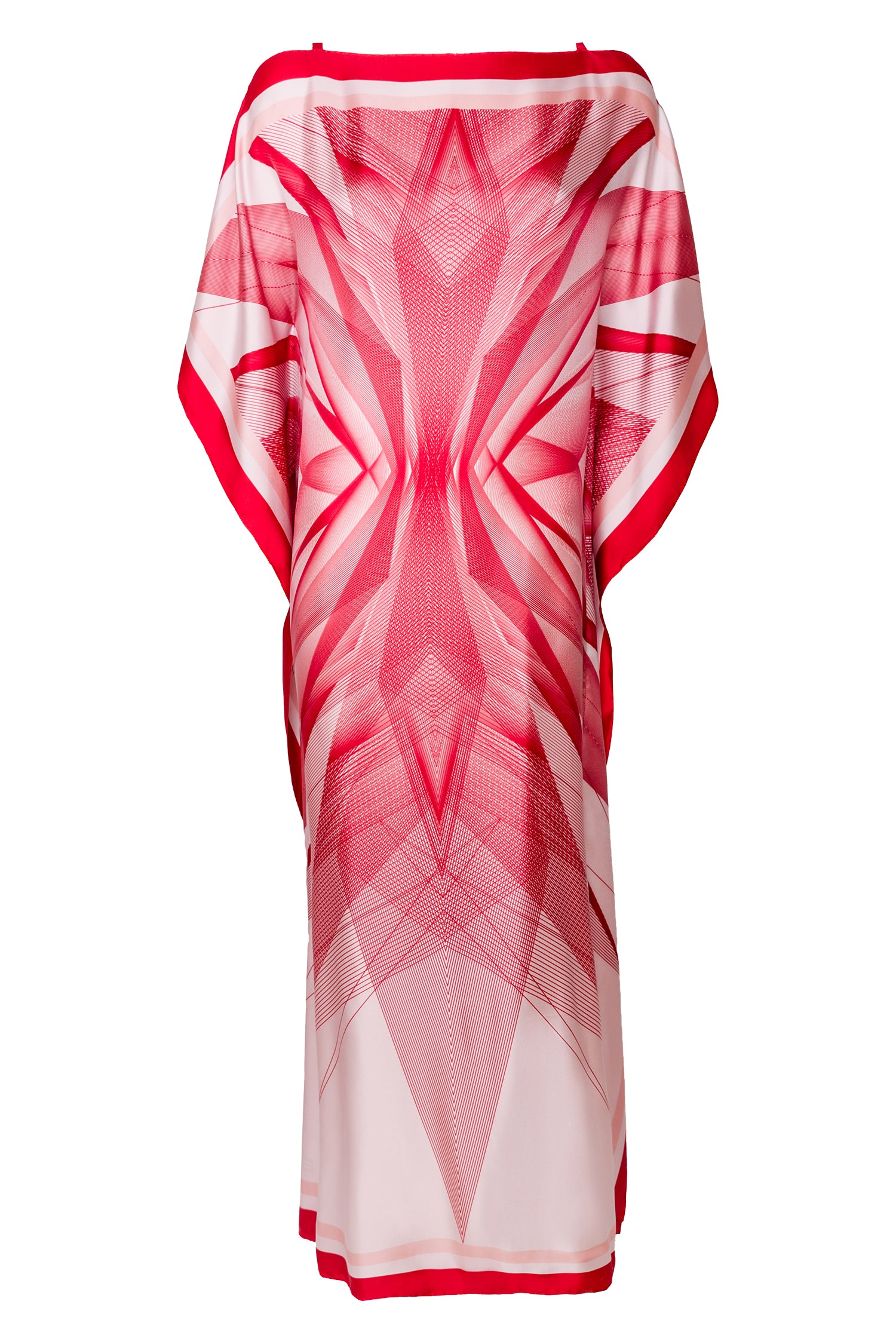 Red Silk Vega B Print Kaftan Dress