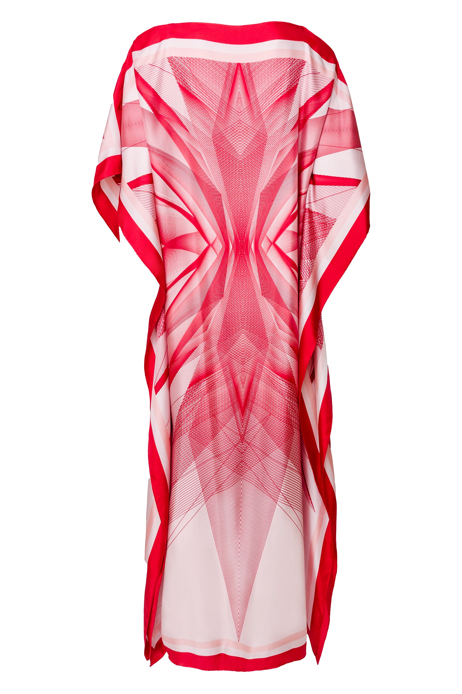 Red Silk Vega B Print Kaftan Dress