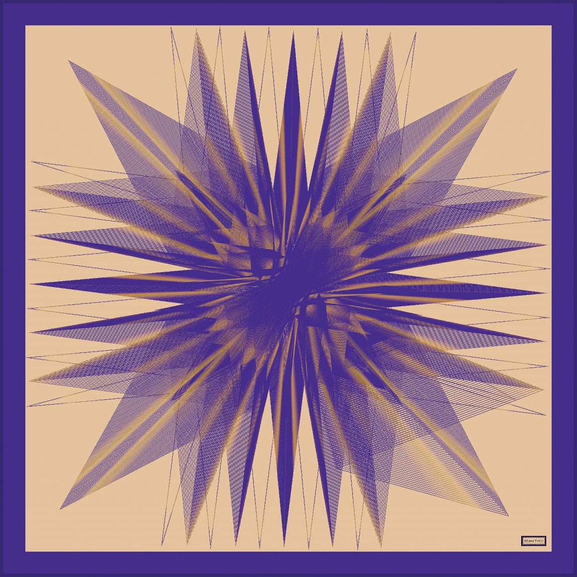 Royal Blue Gold Andromeda Printed Silk Scarf