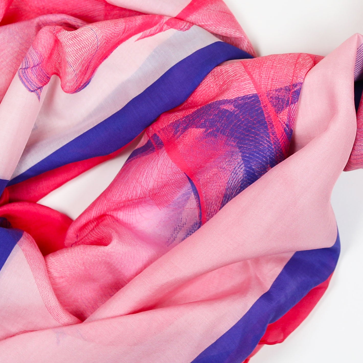 Strawberry Pink Blue Candy Sunset Cotton Silk Pareo Scarf