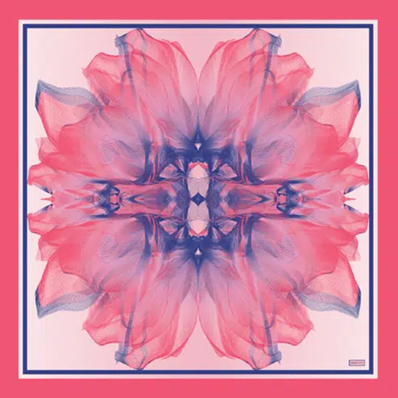 Strawberry Pink Blue Candy Sunset Printed Silk Scarf