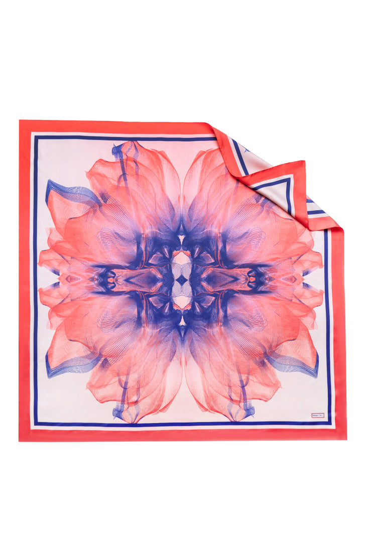 Strawberry Pink Blue Candy Sunset Printed Silk Scarf