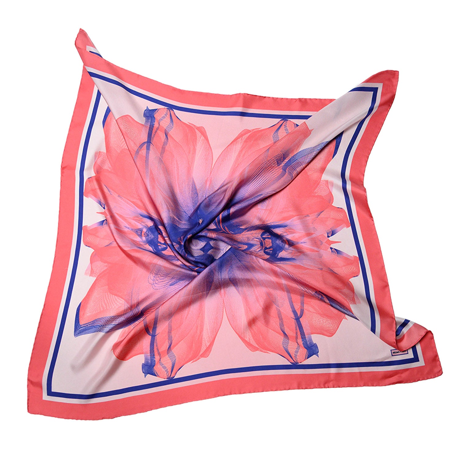 Strawberry Pink Blue Candy Sunset Printed Silk Scarf