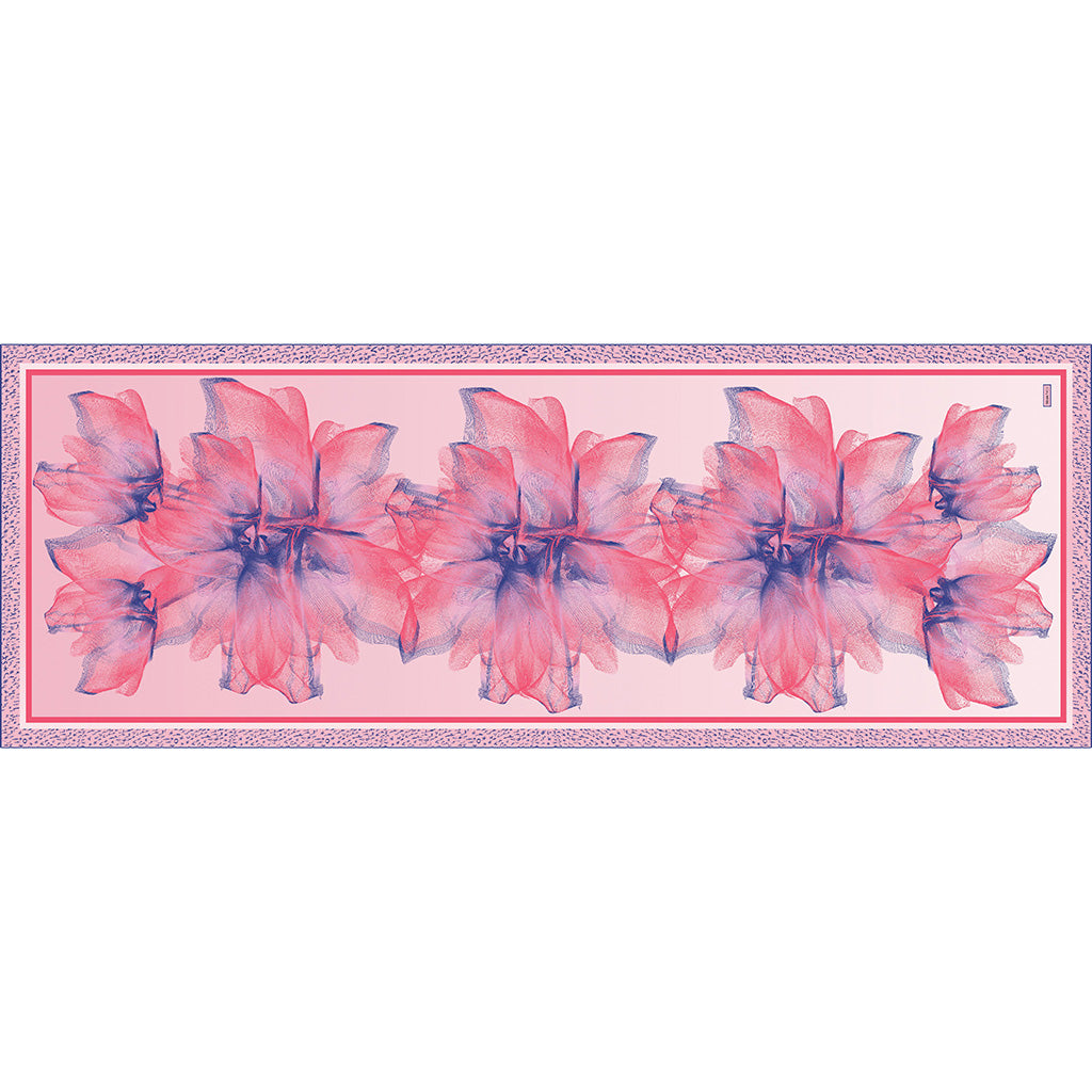 Strawberry Pink Blue Candy Sunset Rectangular Silk Scarf