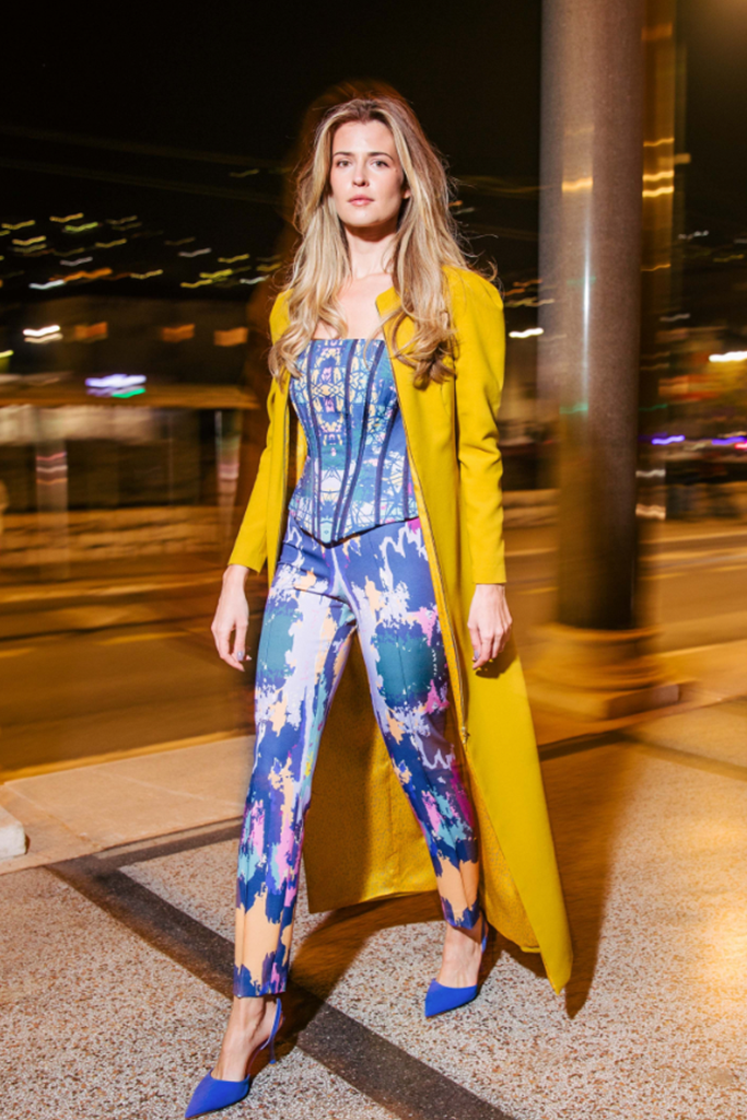 Turquoise Yellow Printed Bustier