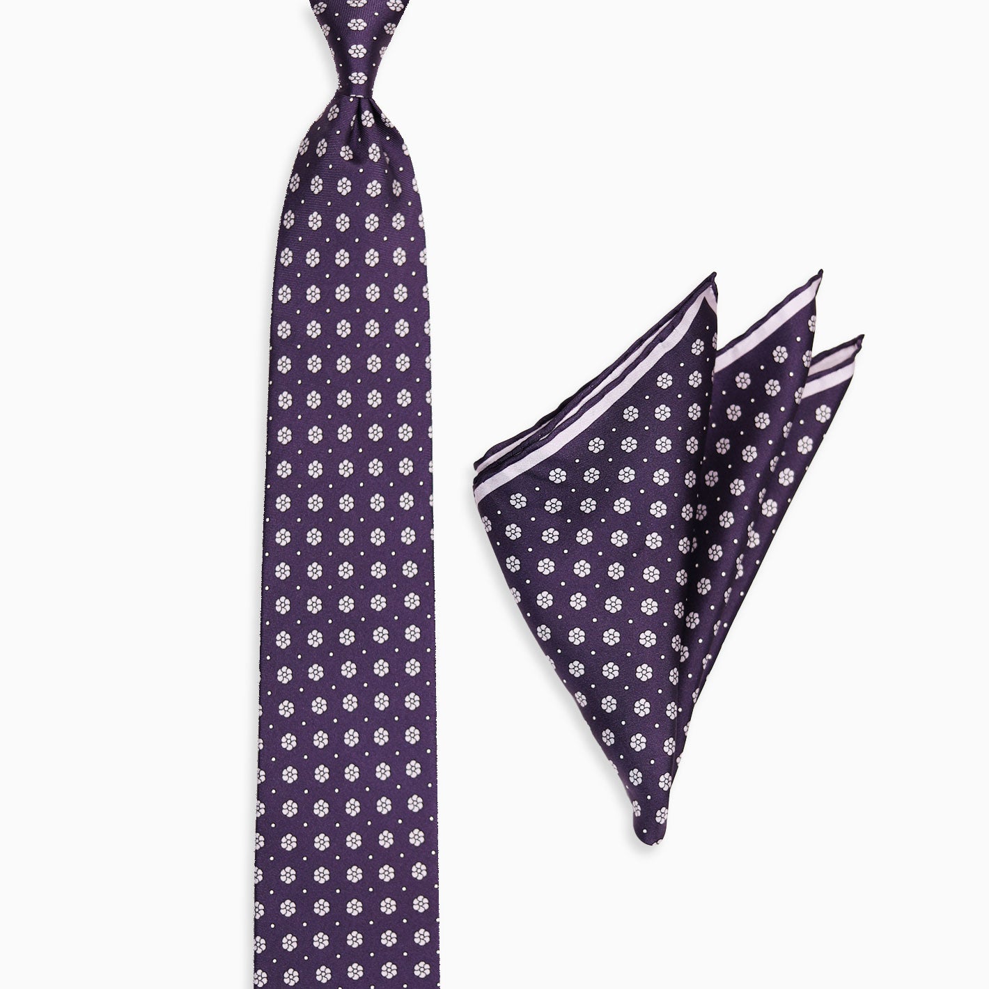 Violet Lavender Vijećnica Flower Tie Pocket Square Set