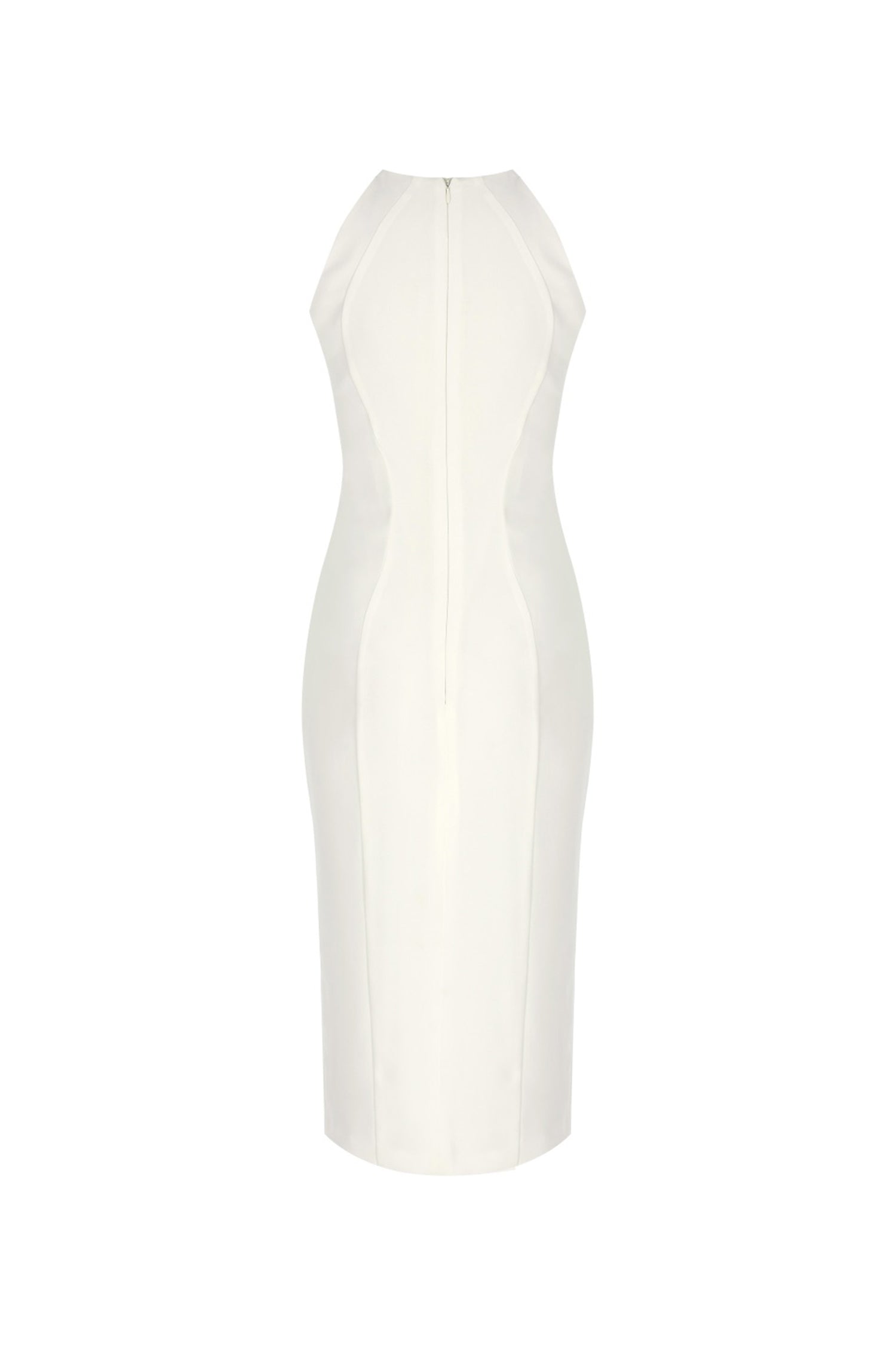 White Black Silhouetted Pencil Midi Dress