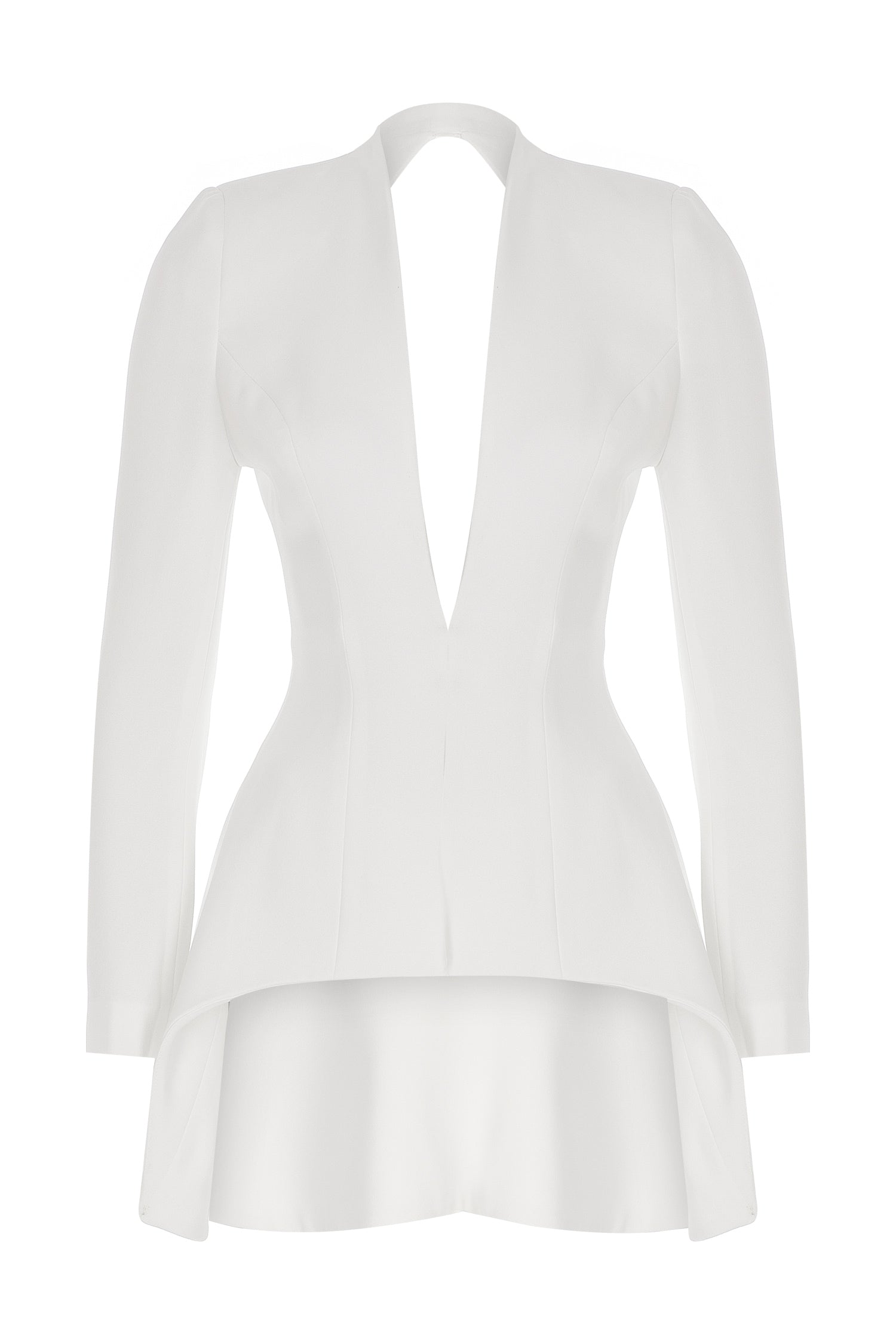 White Crepe Cut-out Back Blazer