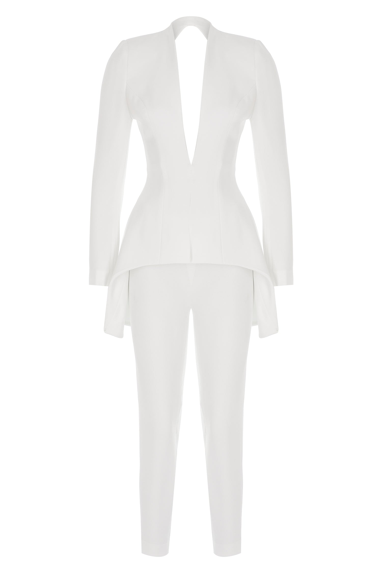 White Crepe Pencil Cut Pants