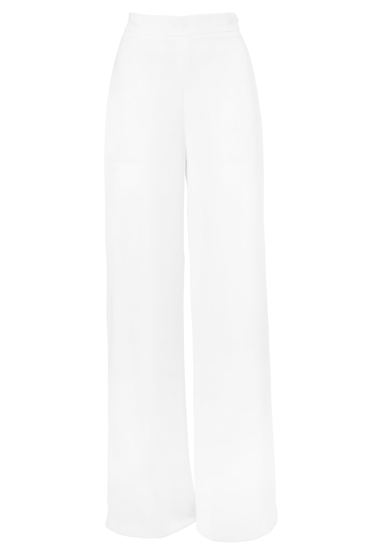 White Crepe Straight Leg Trousers