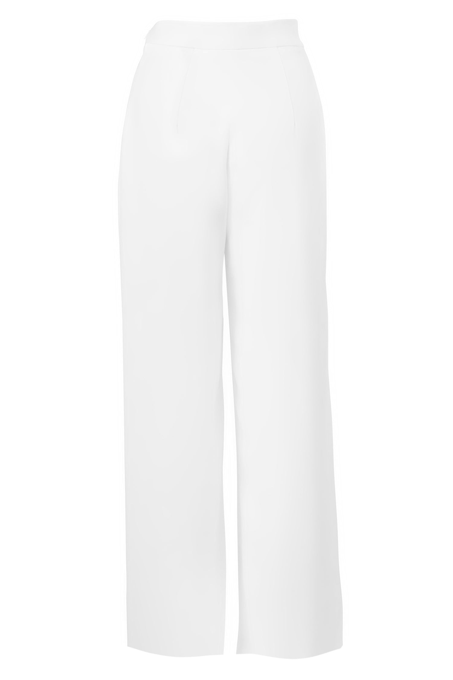 White Crepe Straight Leg Trousers
