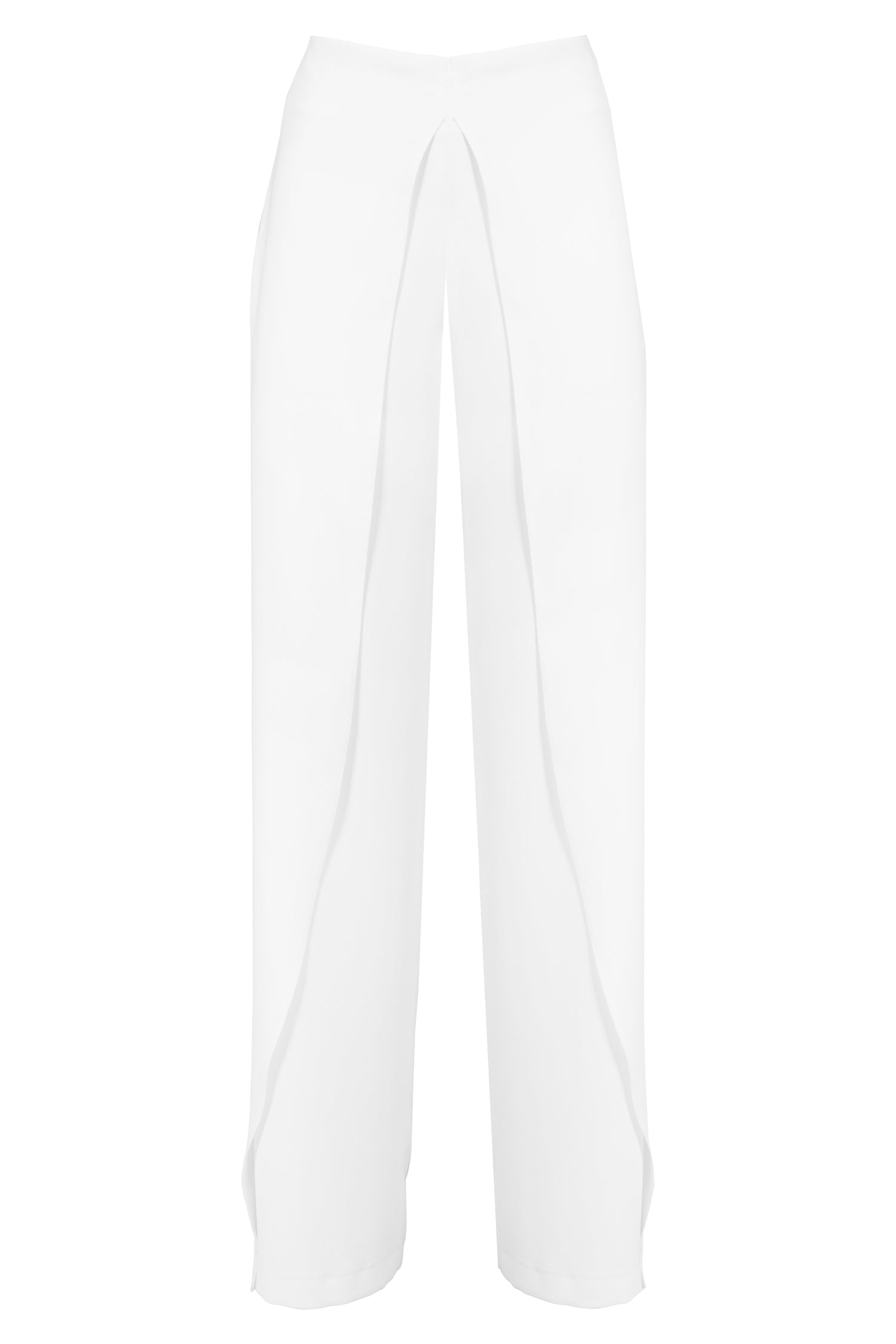 White Crepe Wide Leg Trousers