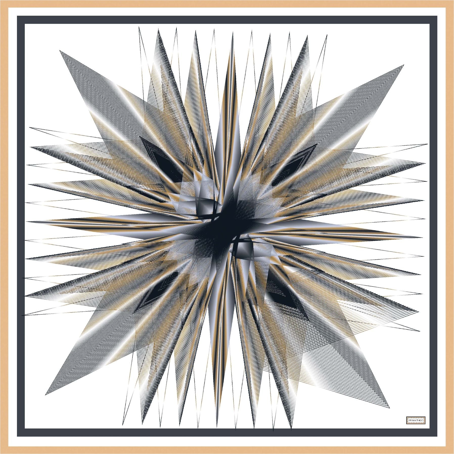 White Navy Gold Celestia Printed Silk Scarf