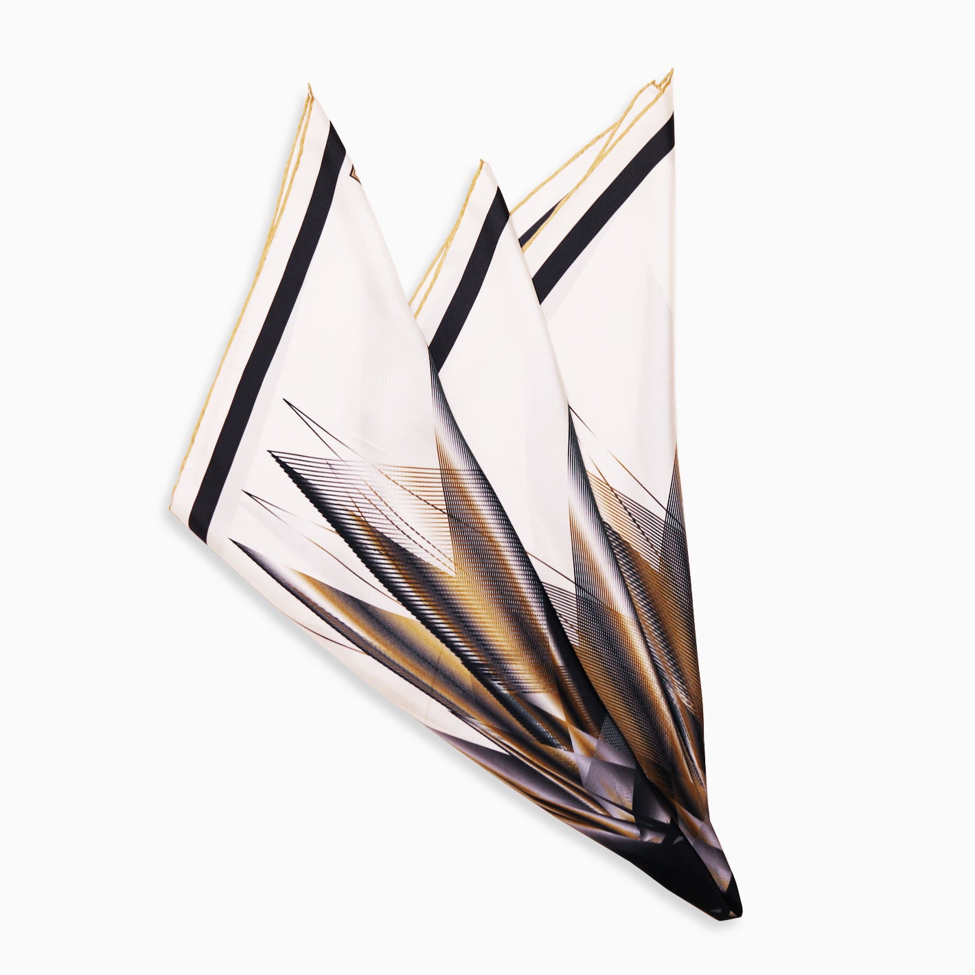 White Navy Gold Celestia Printed Silk Scarf