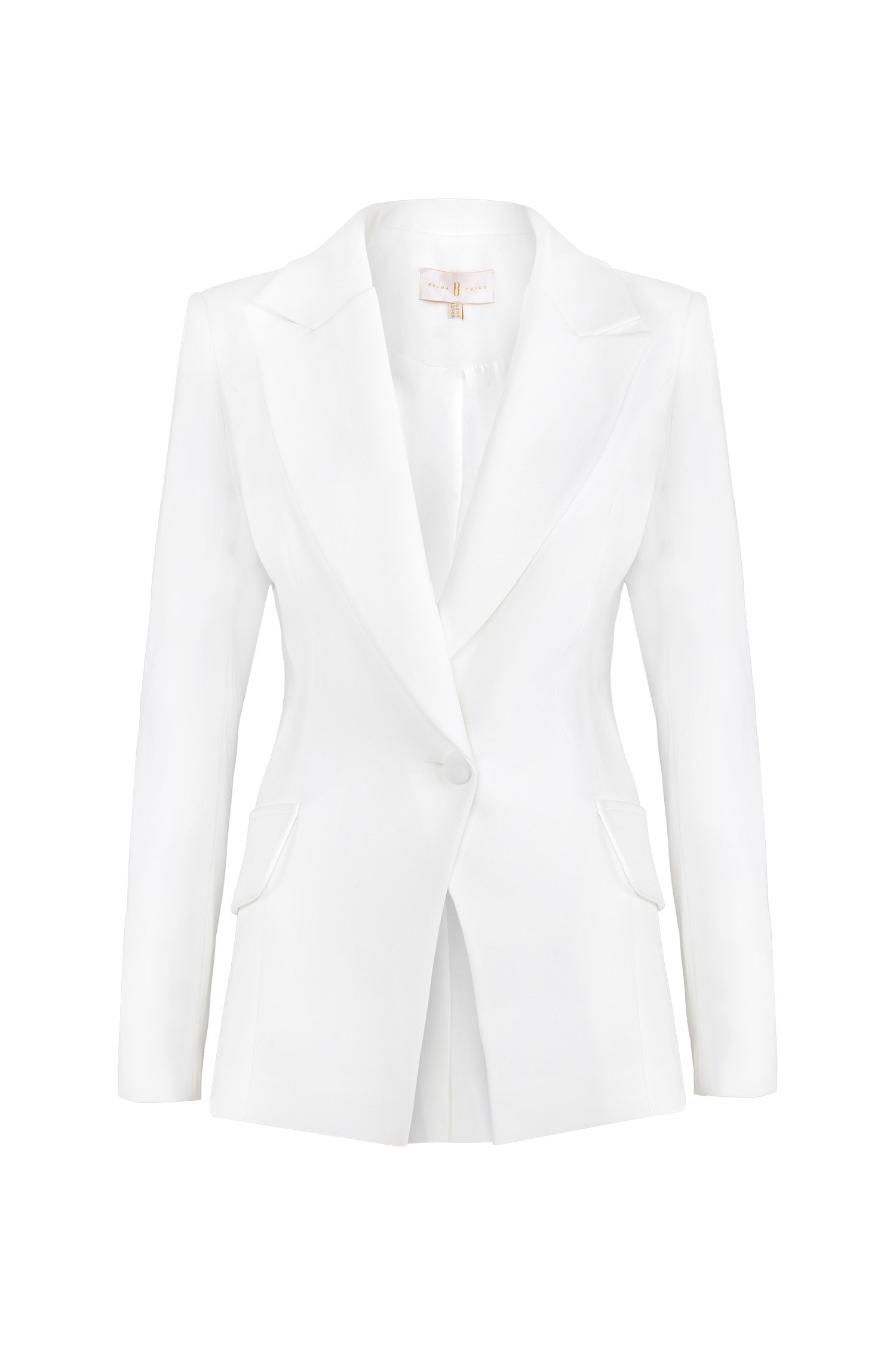 White Plunging V-neckline Blazer