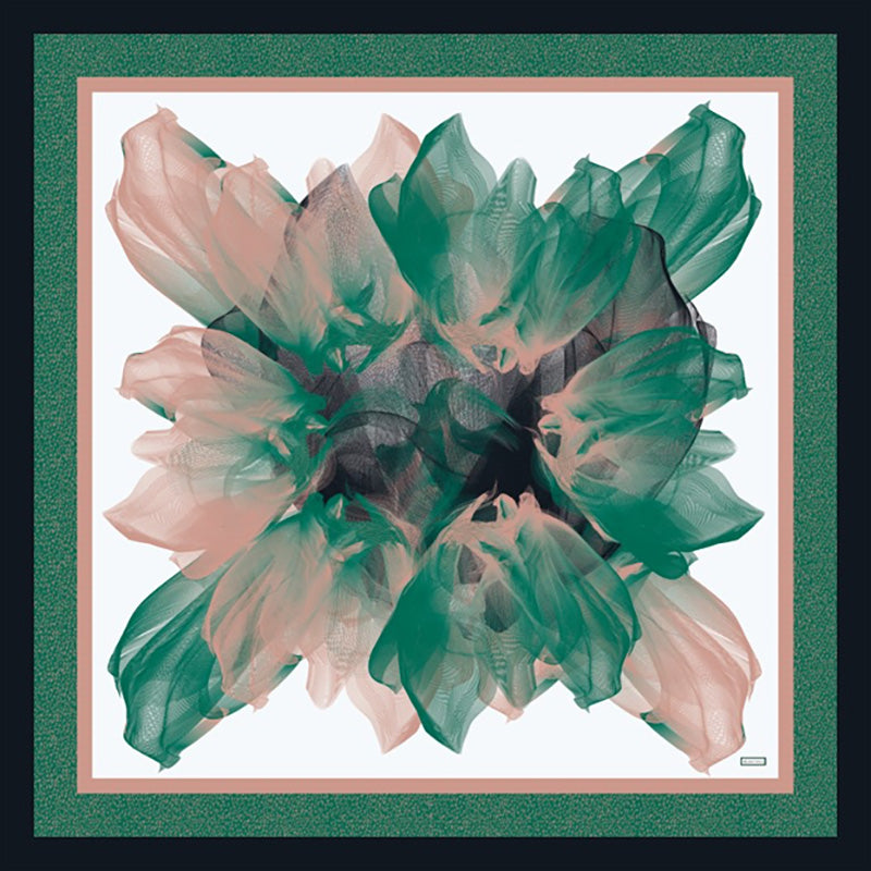 Green Nude Pink Una Printed Silk Scarf