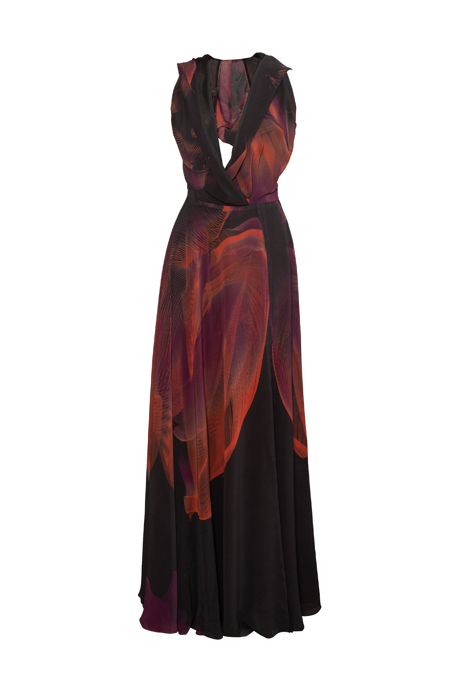 Black Orange Fuchsia Violet Flower Print Hooded Dress