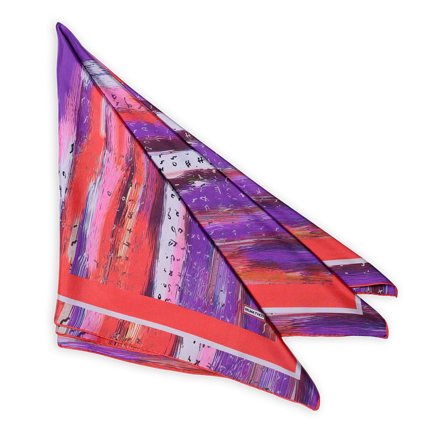 Crimson Violet Mauve Bosančica Printed Silk Scarf