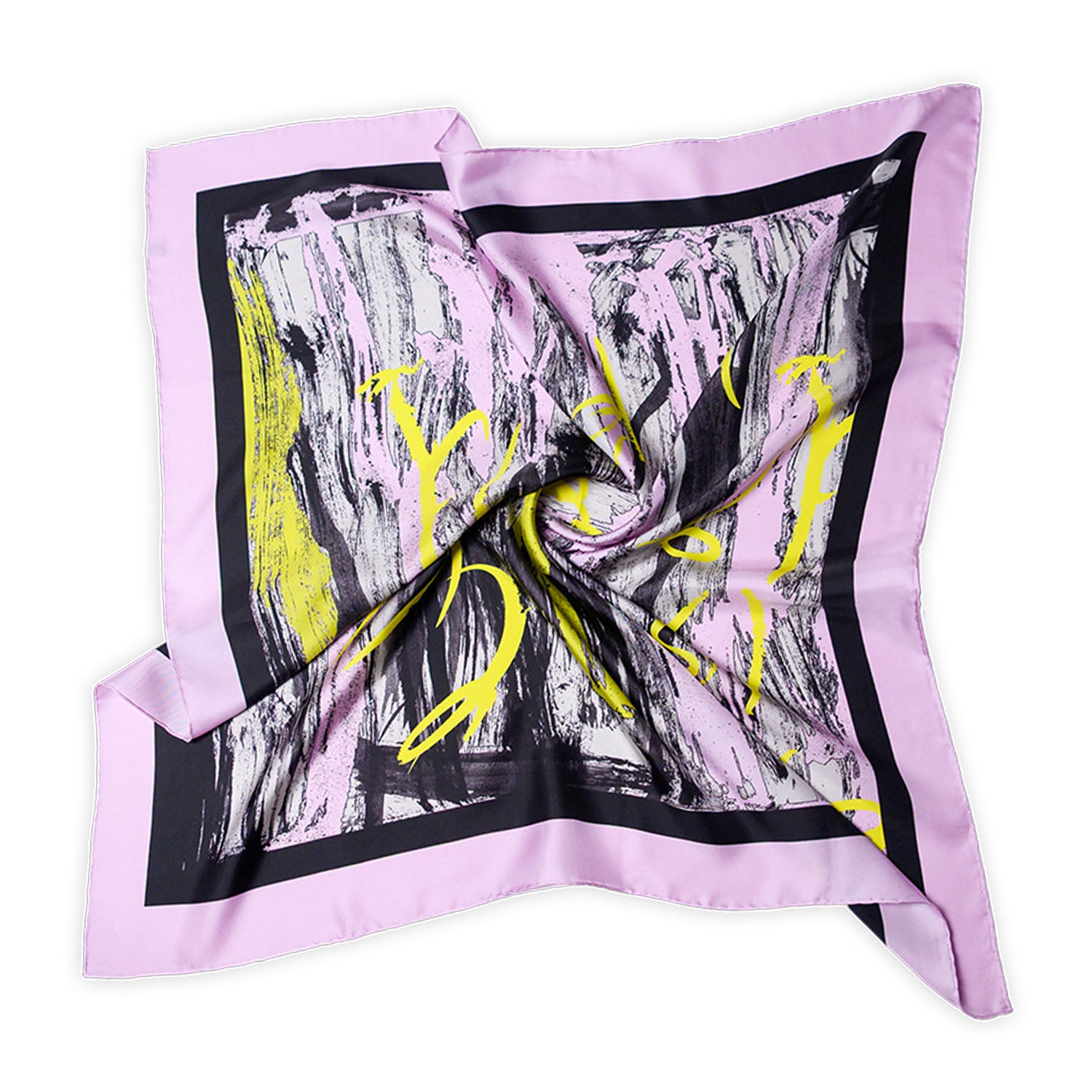 Pink Yellow Black Lines Bosančica Silk Scarf