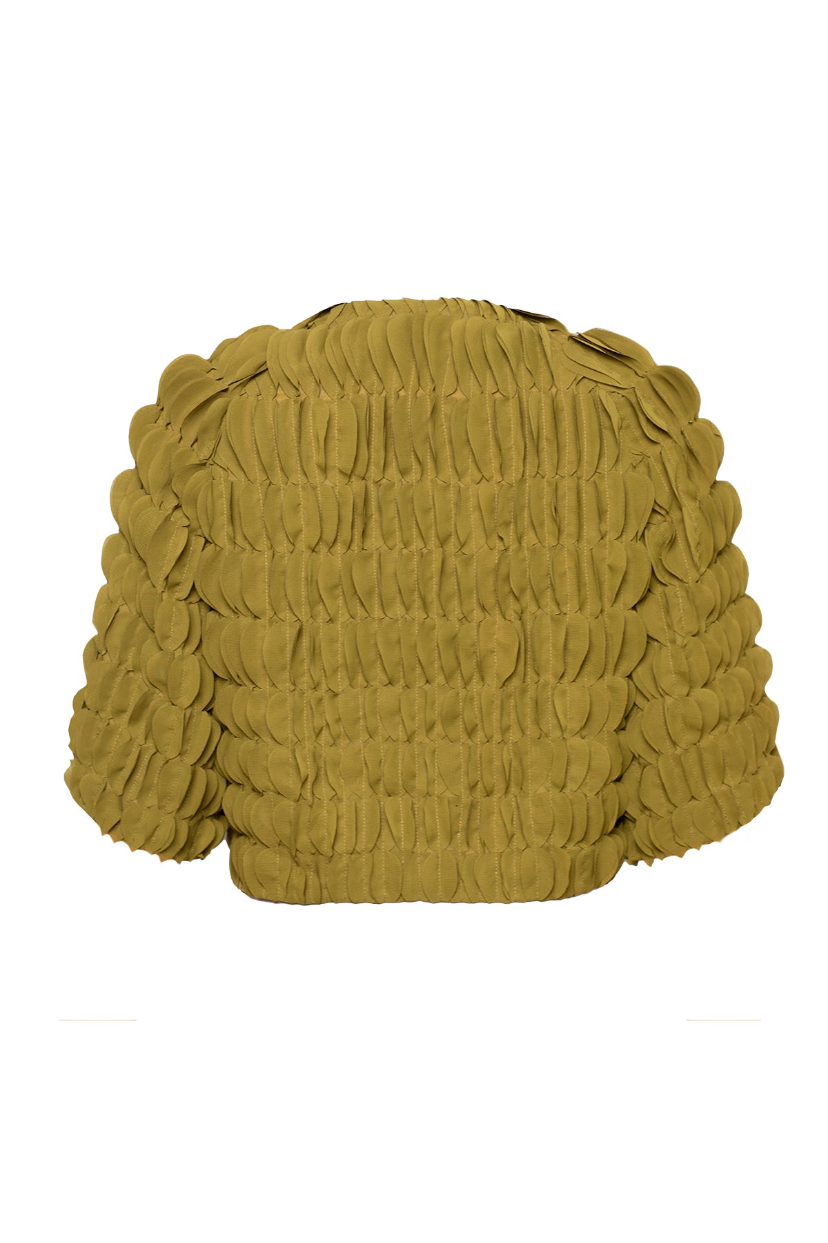 Olive Green Lasercut Ripple Effect Short Jacket