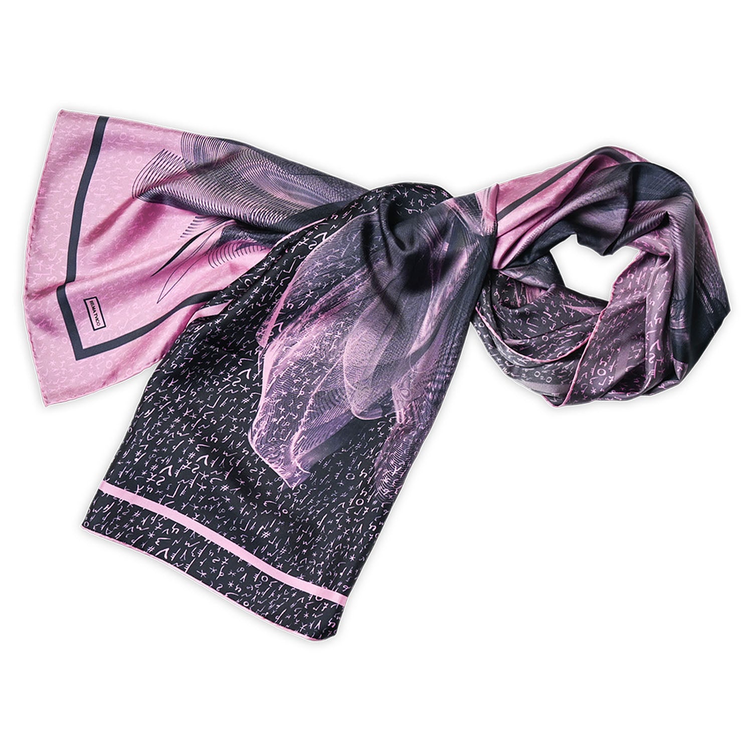 Black Pink Lavender Twilight Rectangular Silk Scarf – Belma Tvico