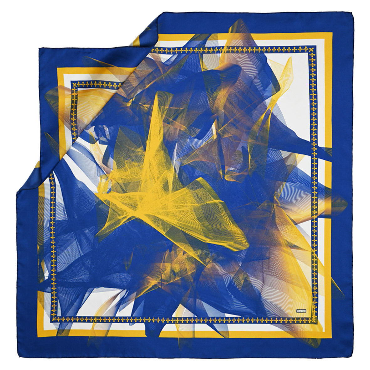 Blue, White and Yellow Lilium Bosniacum Silk Twill Scarf