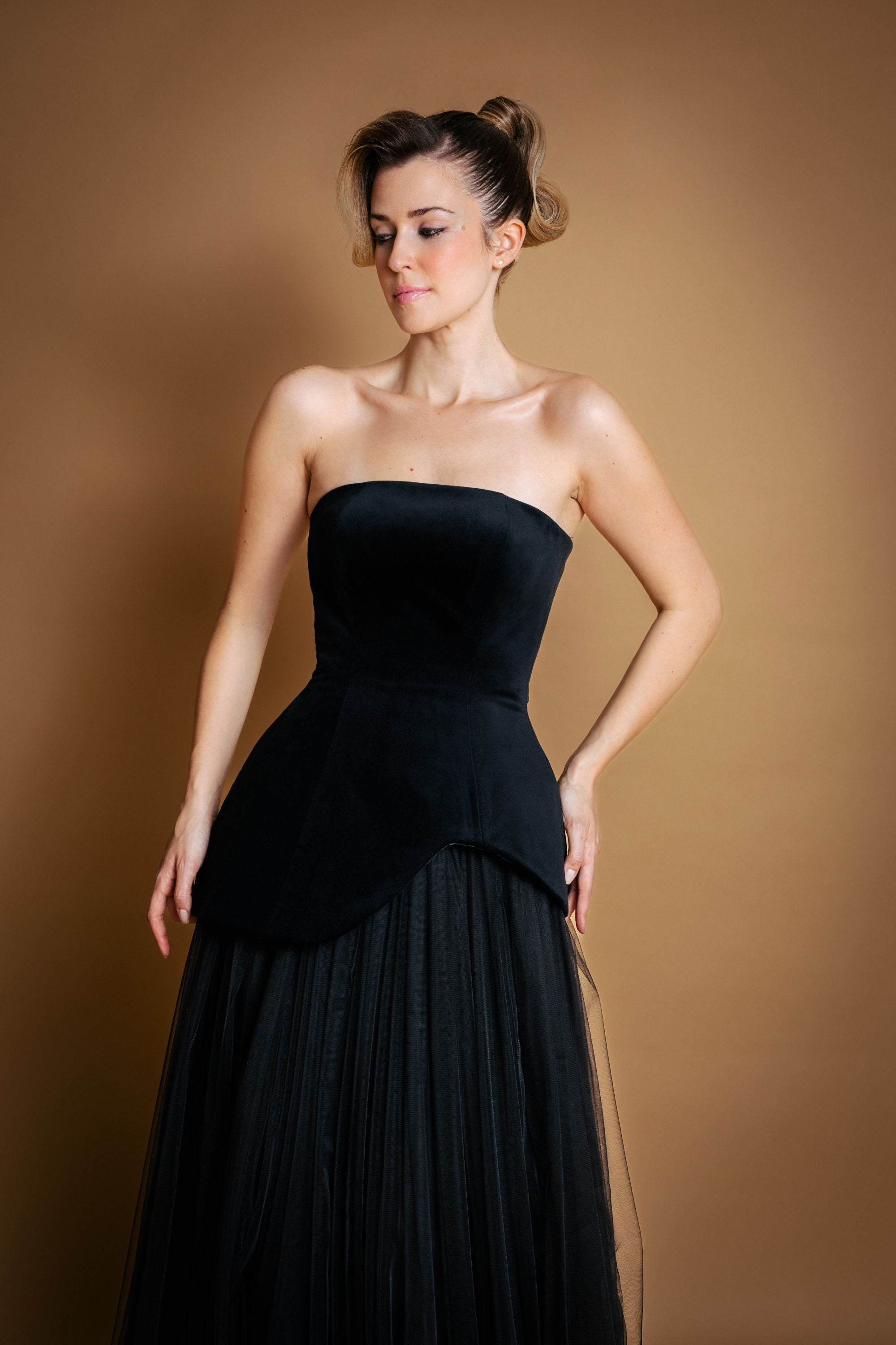 Black Layered Flowing Tulle Maxi Skirt