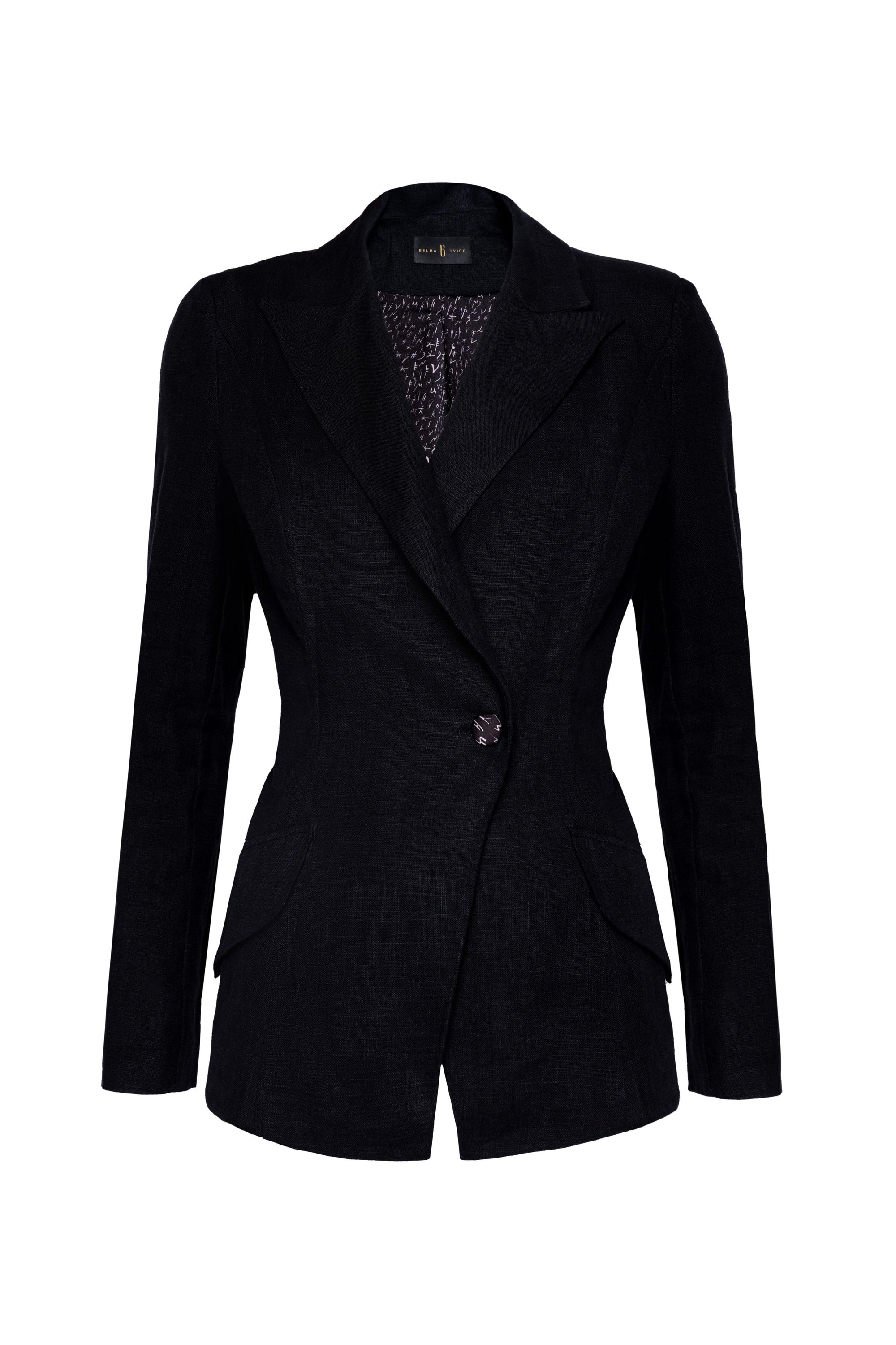 Black Linen Tailored Blazer