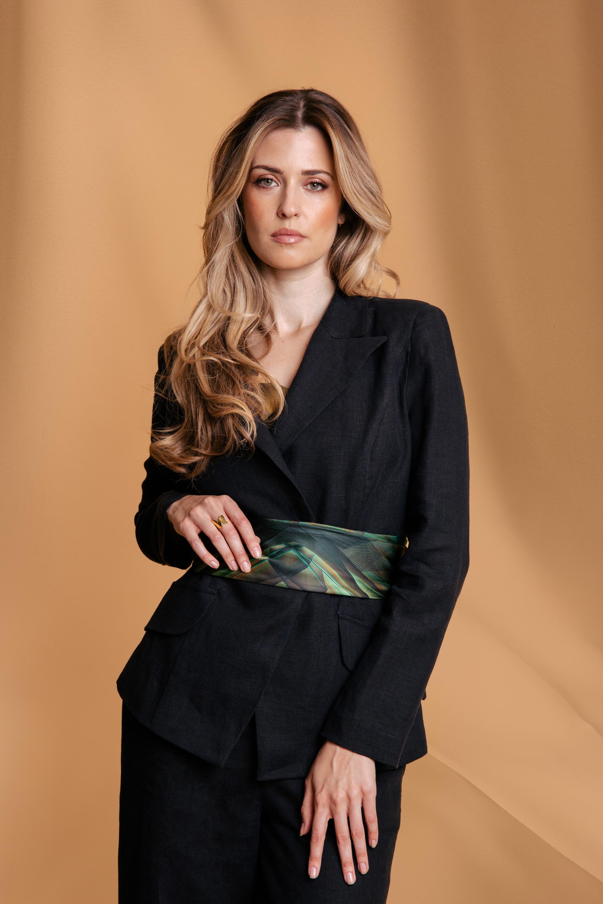 Black Linen Tailored Blazer