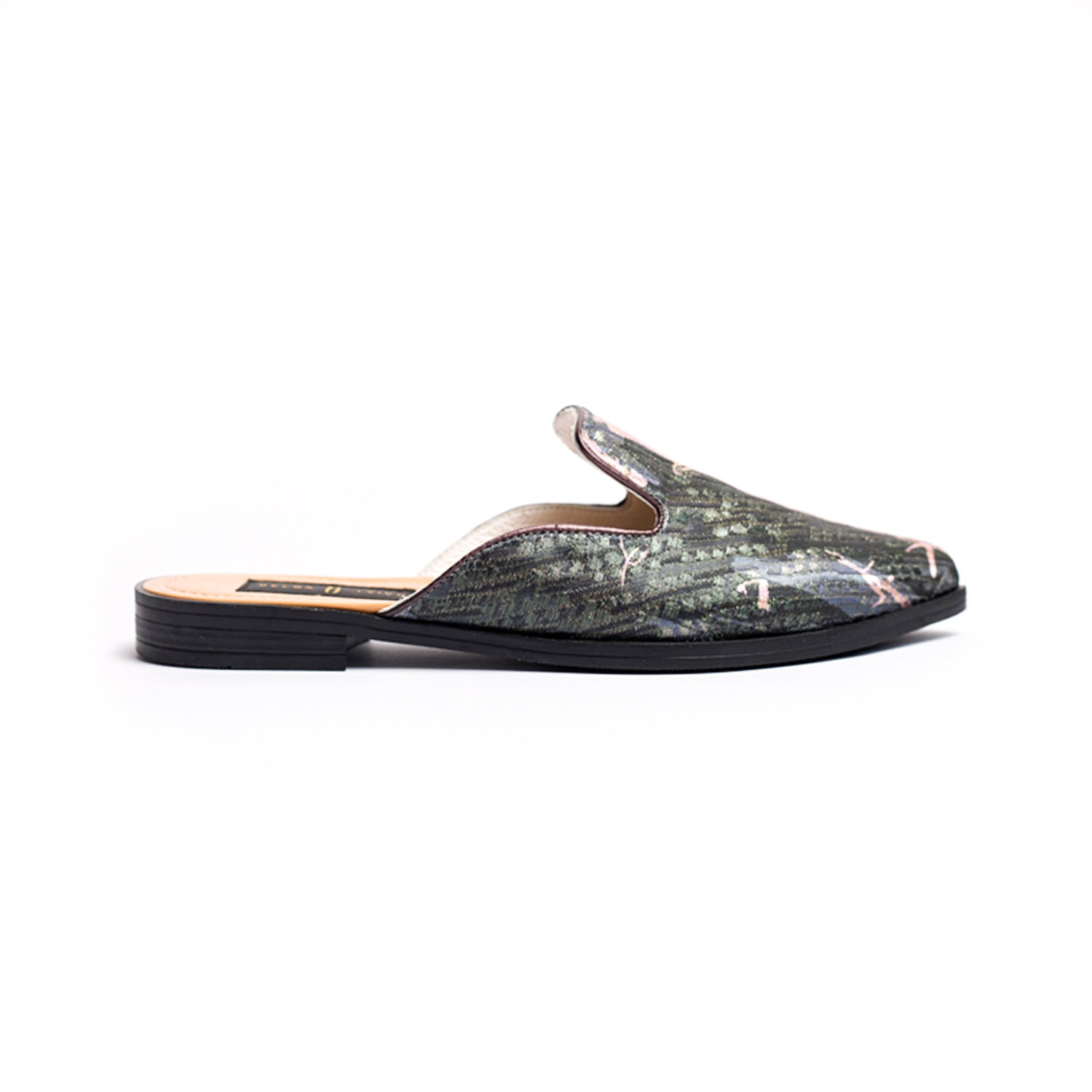 Black Pink Grey Bosančica Brocade Slippers