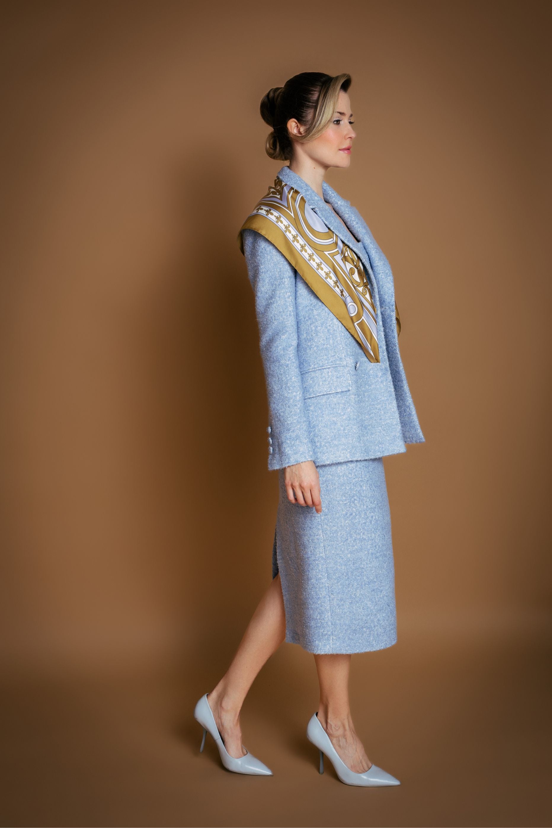 Light Blue Doublebreasted Wool Blazer