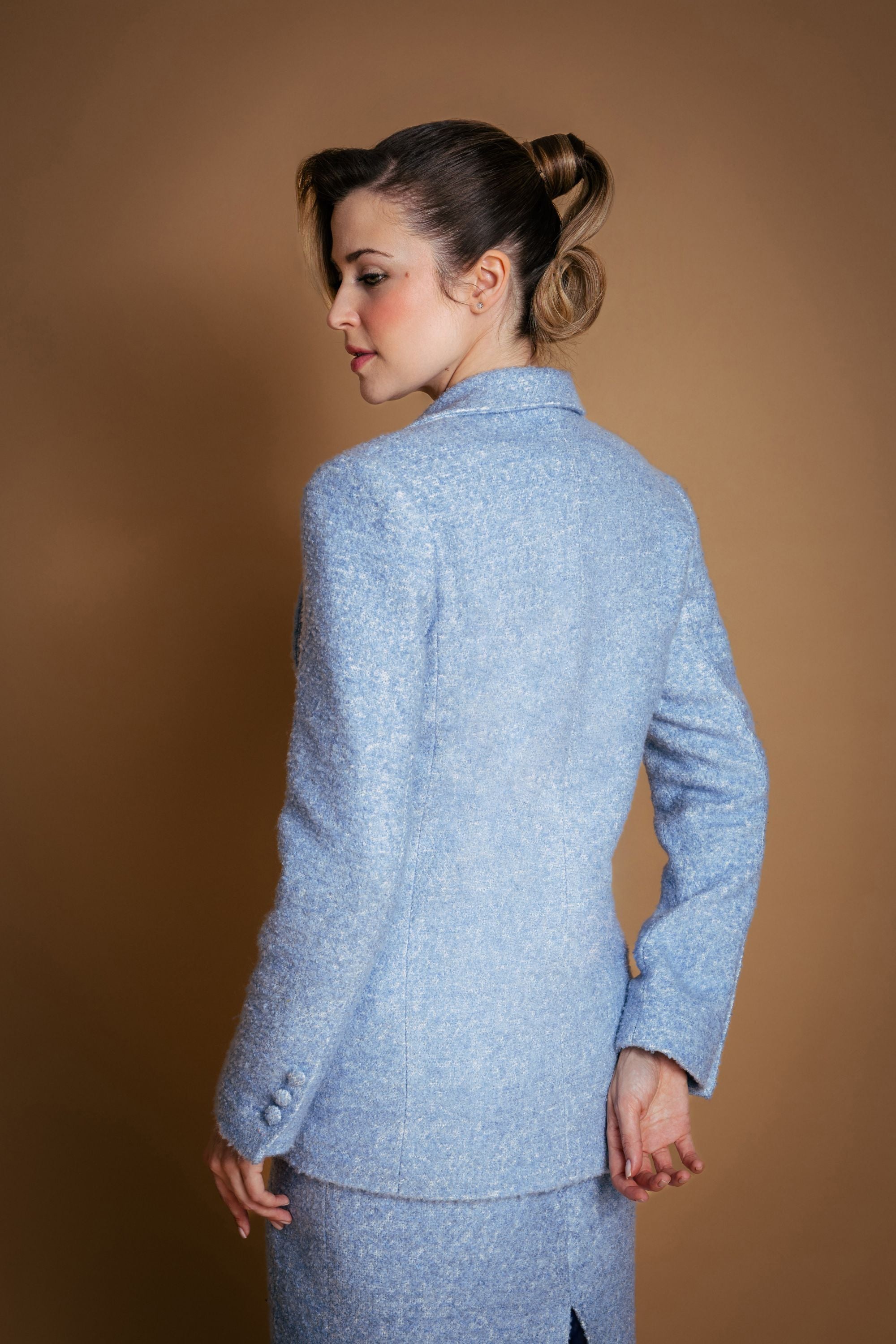 Light Blue Doublebreasted Wool Blazer