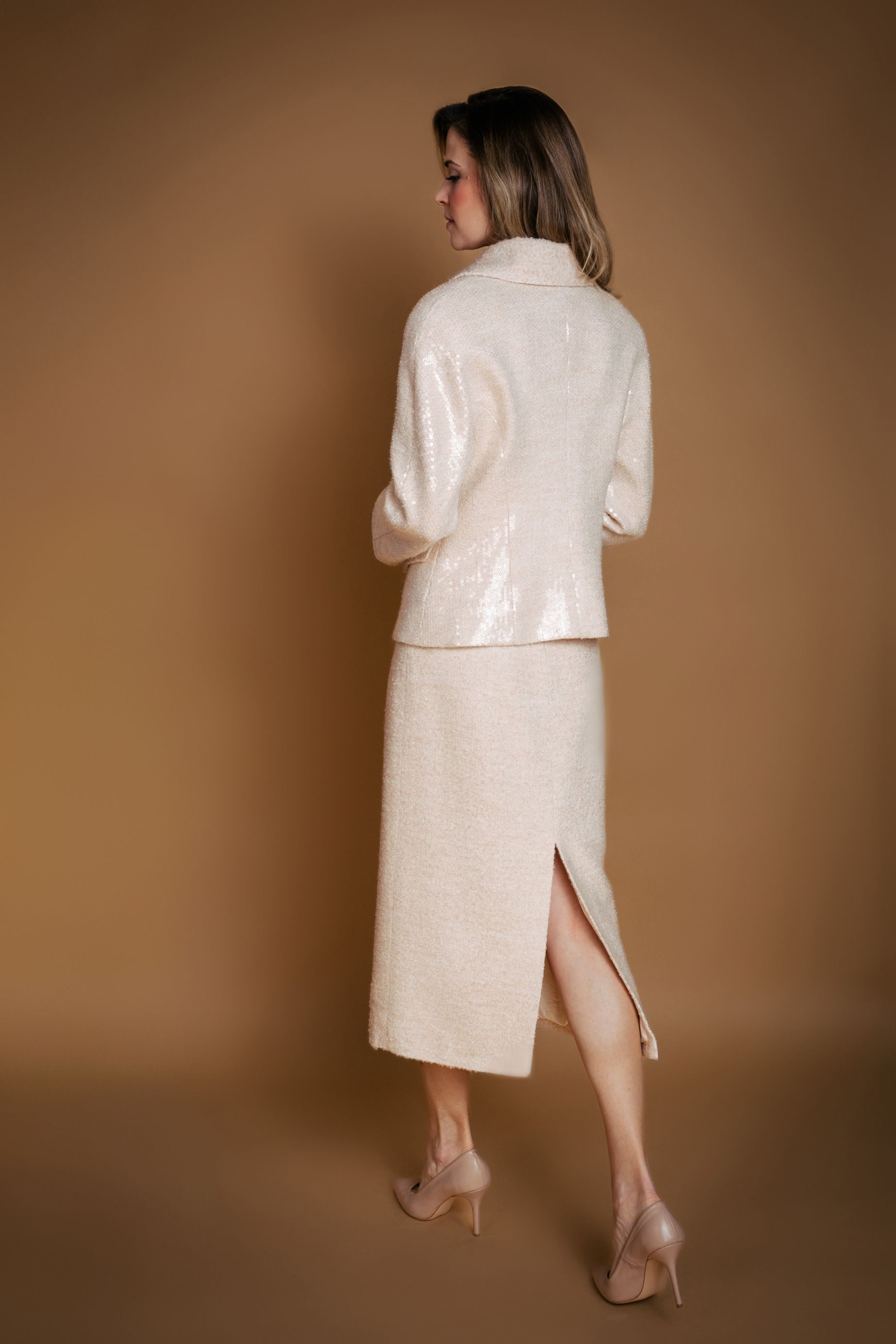 Soft Pink Payette Wool Jacket