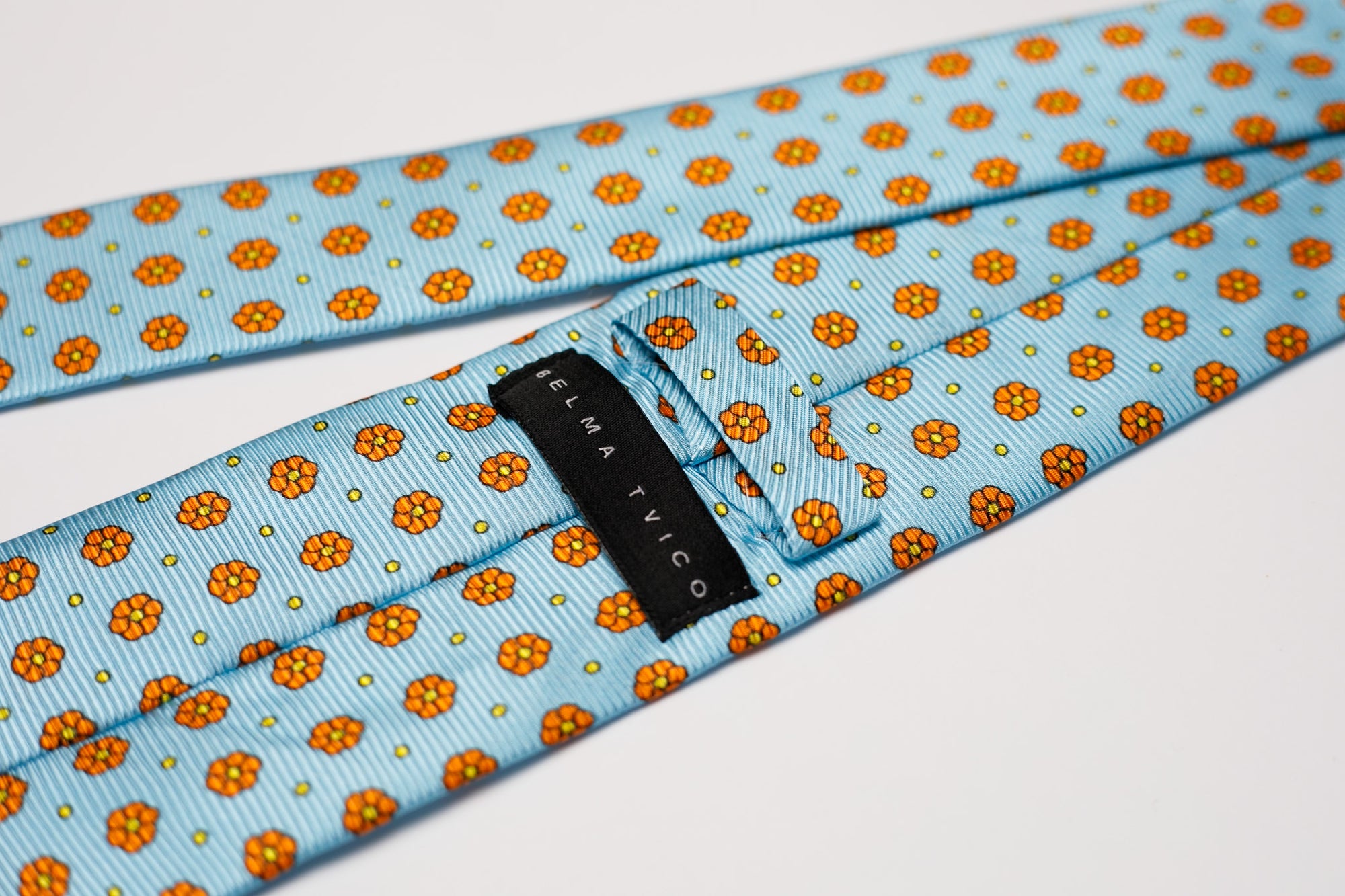 Turquoise blue Orange Vijećnica Flower Tie Pocket Square Set
