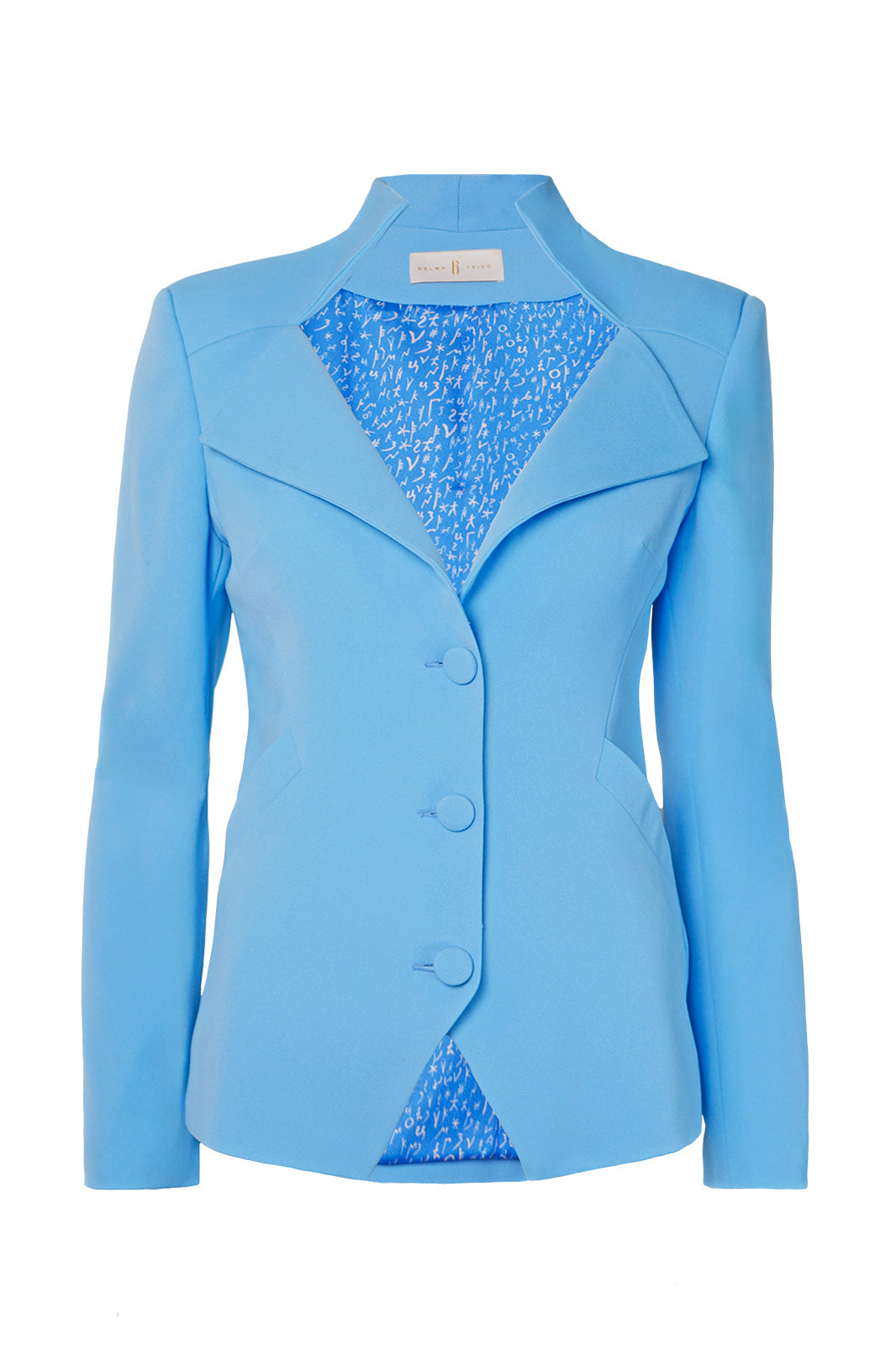 Blue Tailored Blazer – Bosančica Print Lining