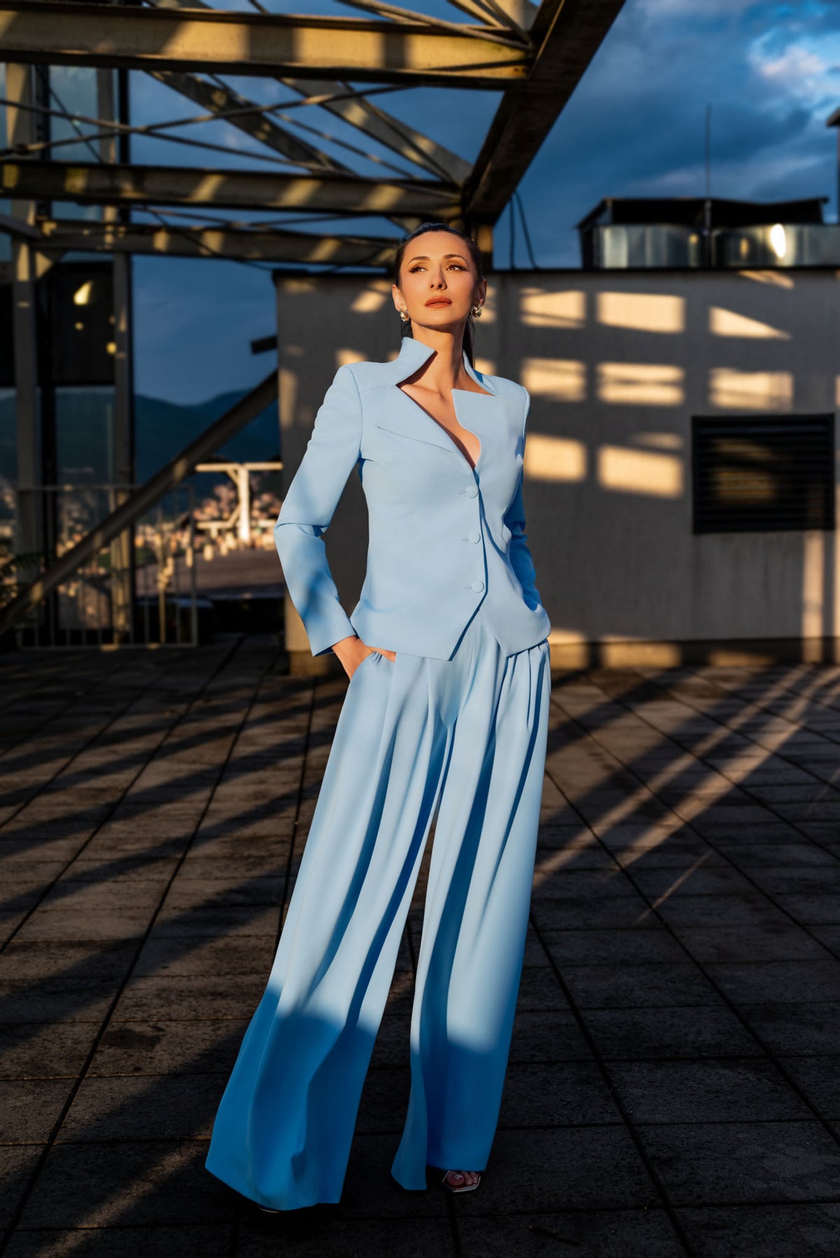 Blue Tailored Blazer – Bosančica Print Lining