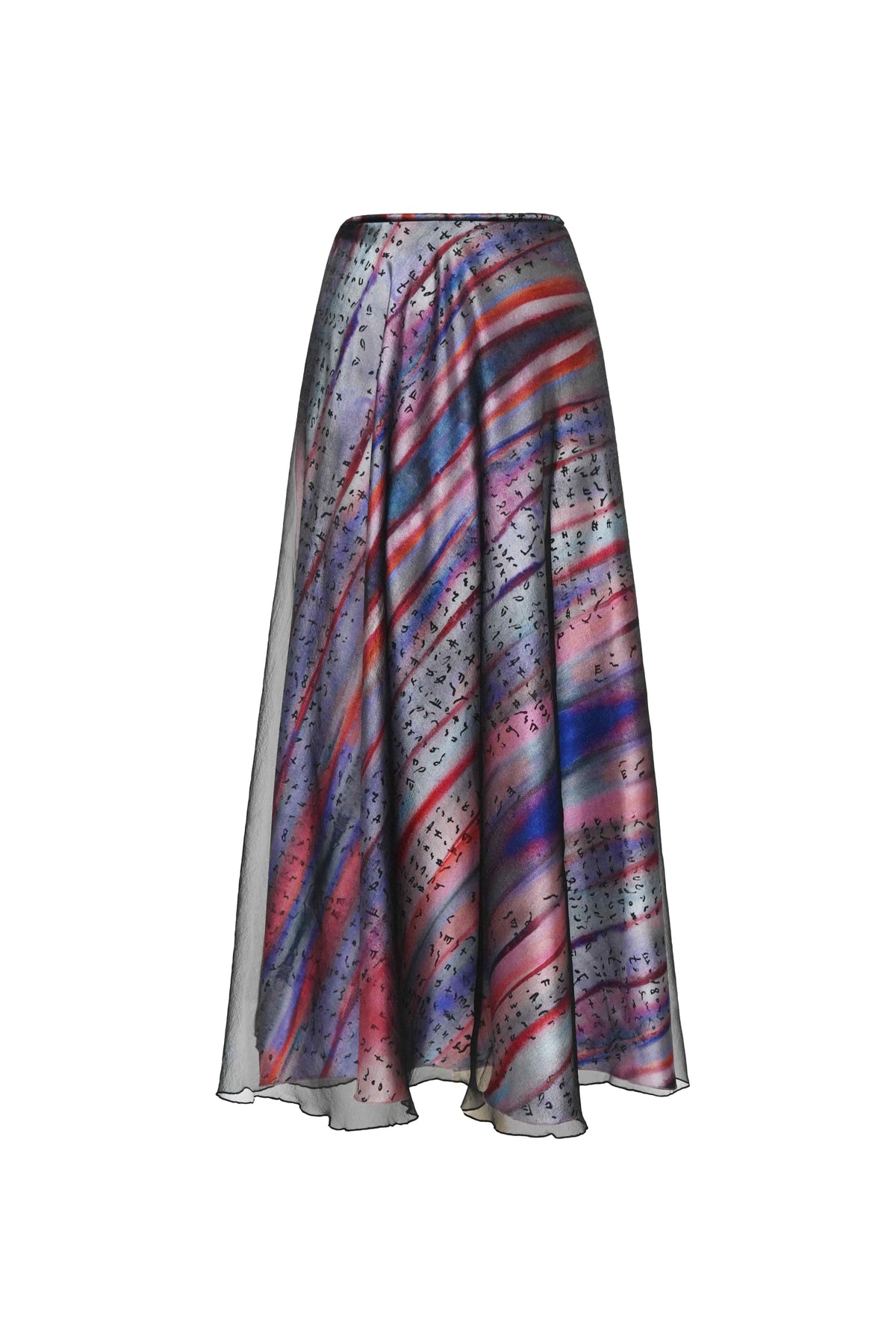 Lilac Pink Magenta Bosančica Print  Layered Chiffon Skirt