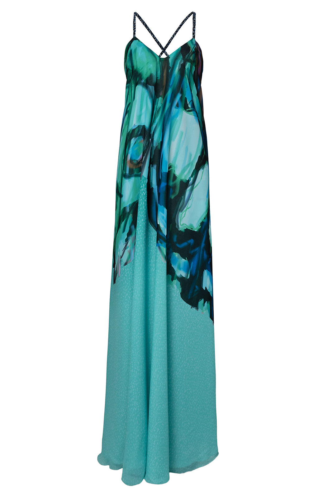 Green and Black Butterfly Chiffon Maxi Dress Belma Tvico Green and Black Butterfly Chiffon Maxi Dress Belma Tvico