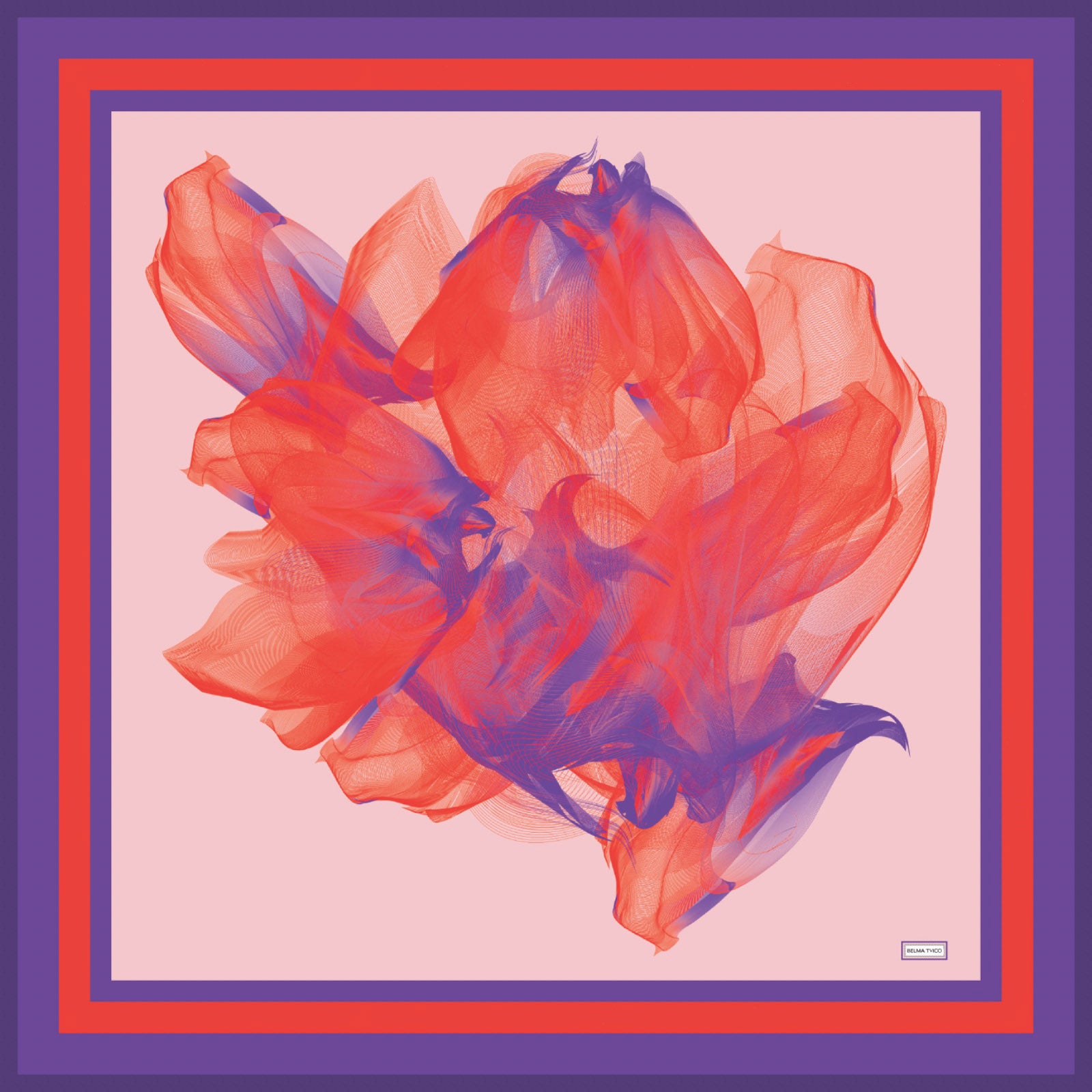 Orange Red Violet Rio Tinto Silk Twill Scarf