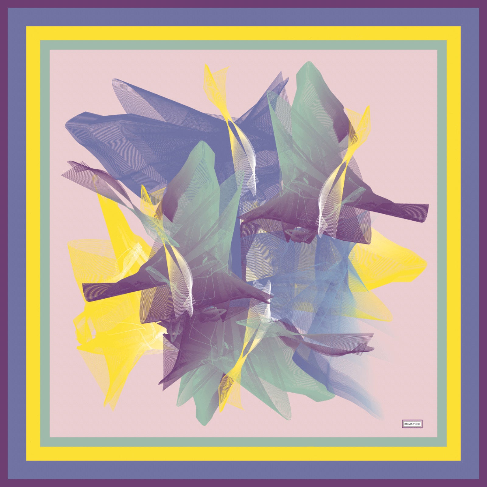 Purple Blue Green Zephyr Light Silk Twill Scarf