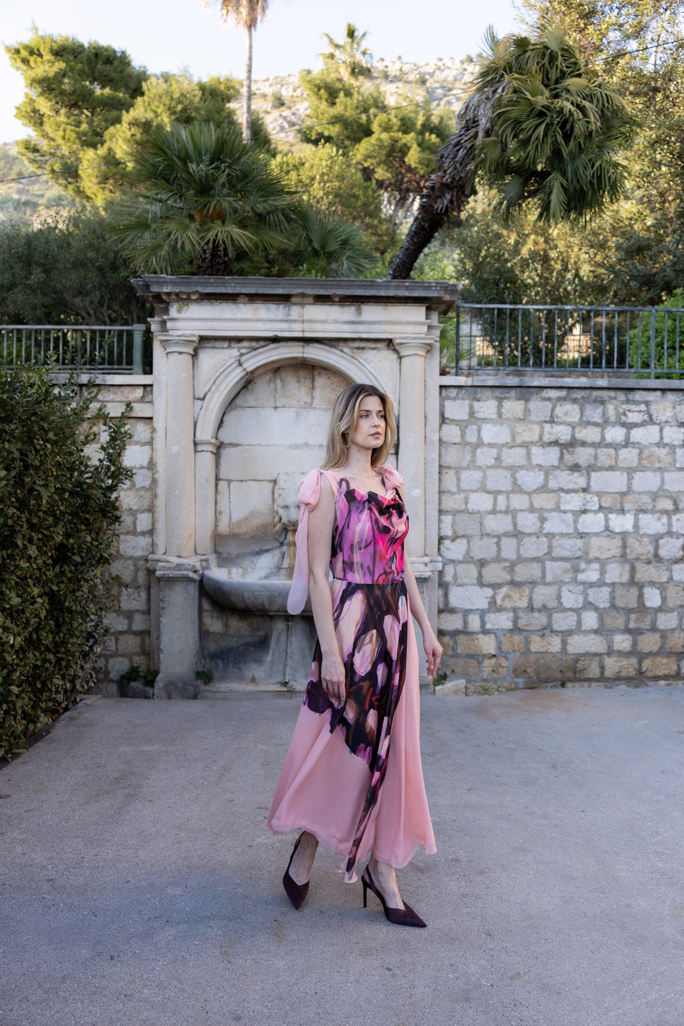 Rose Butterfly Custom Print Asymmetric Summer Dress