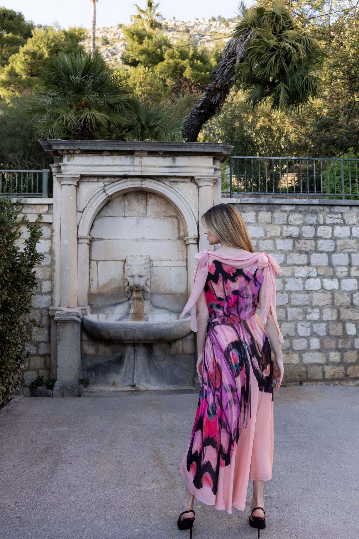 Rose Butterfly Custom Print Asymmetric Summer Dress