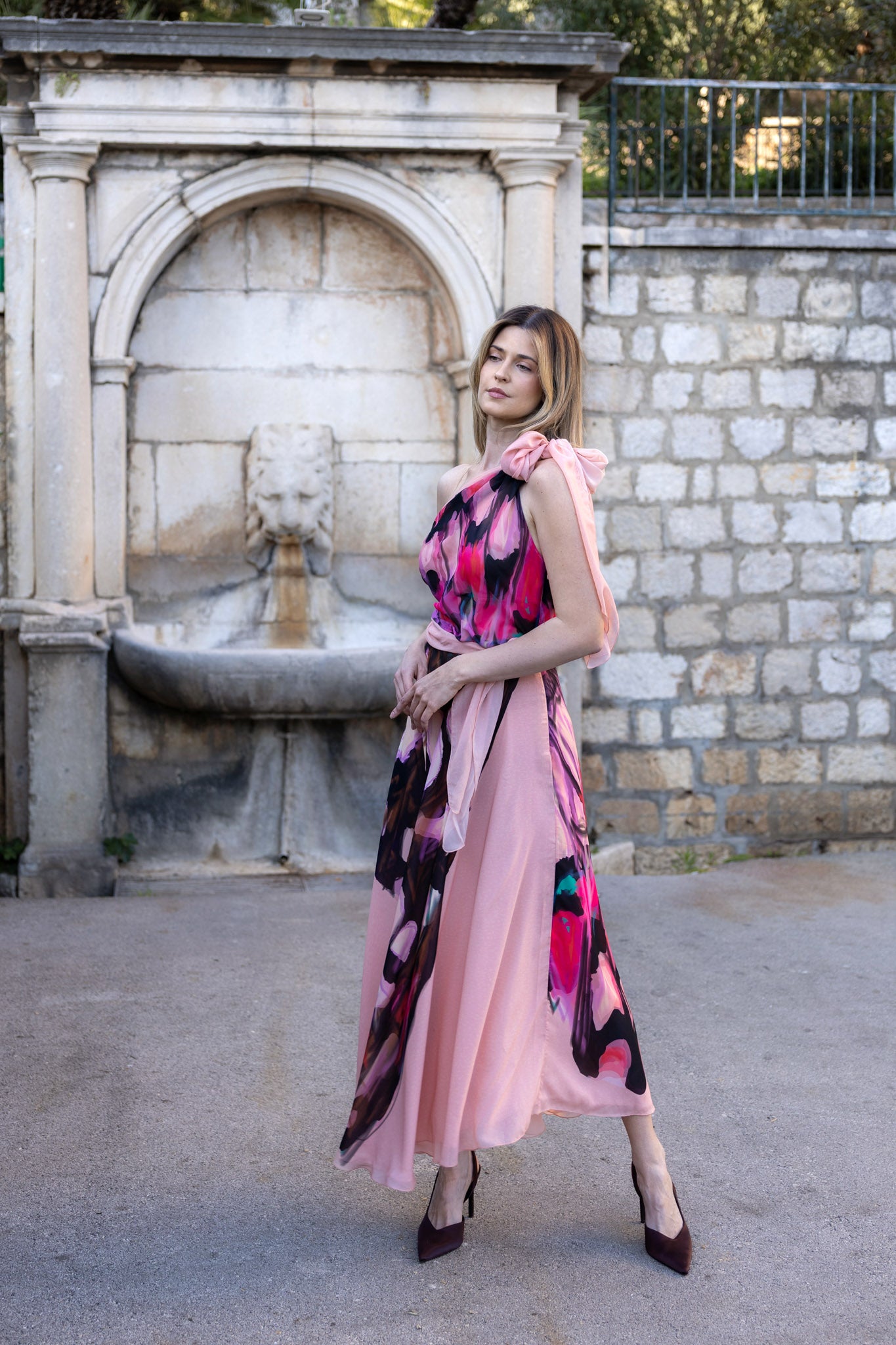 Rose Butterfly Custom Print Asymmetric Summer Dress