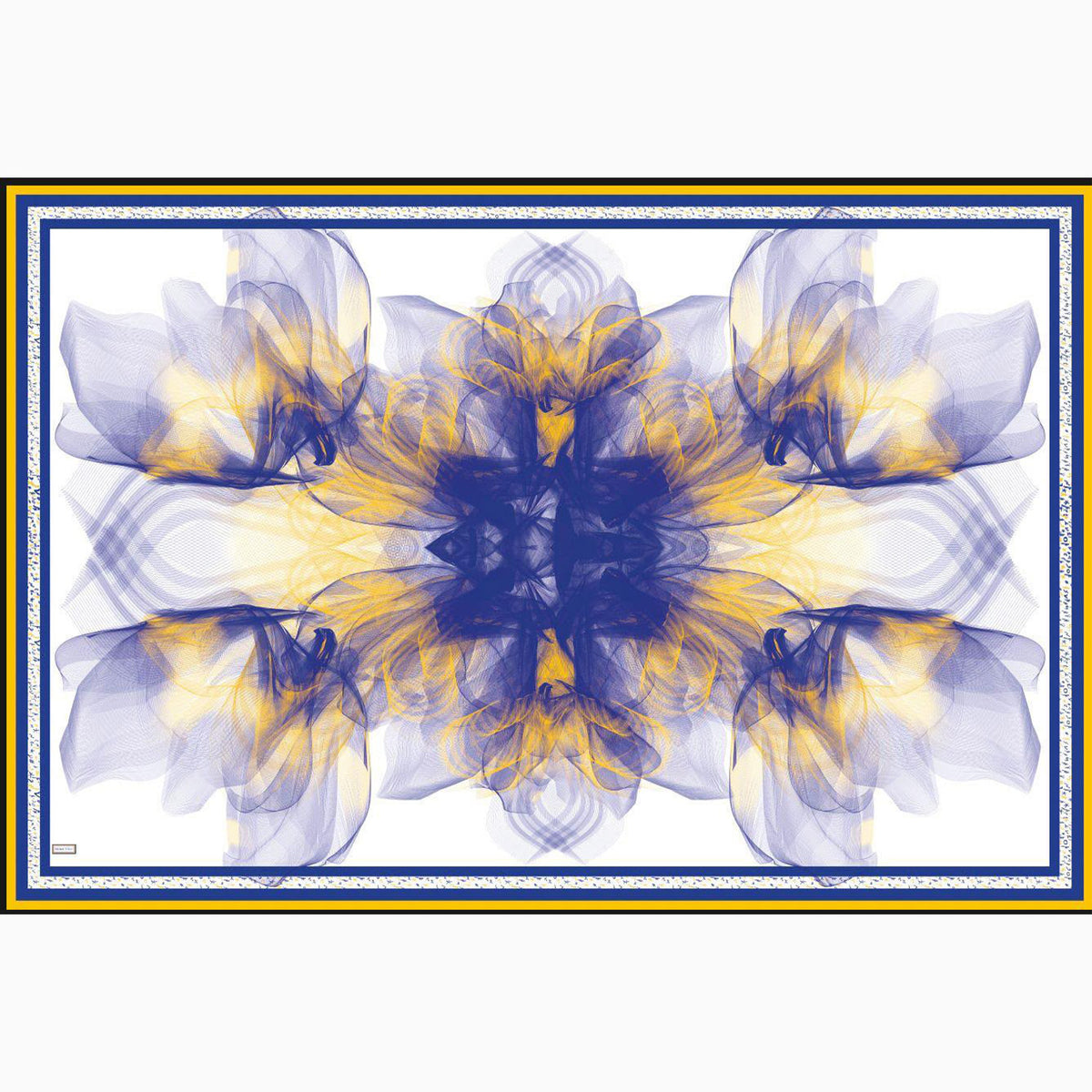White, Blue &amp; Yellow Lilium Bosniacum Cotton Silk Pareo Scarf
