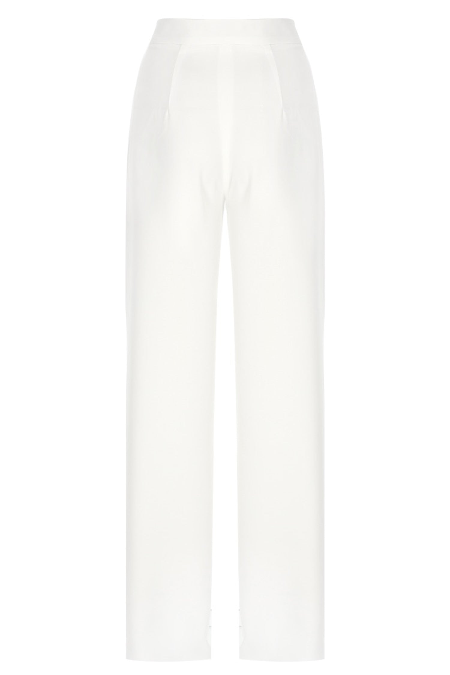 Off White Crepe Wide Leg Trousers