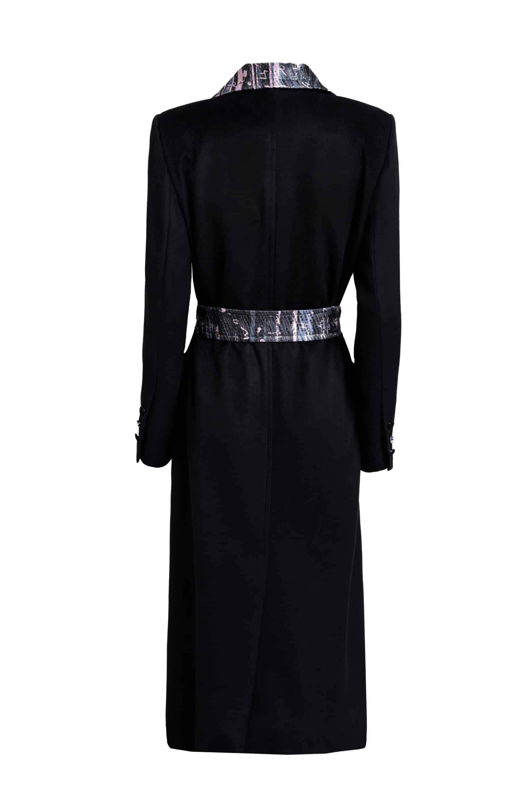 Black Bosančica Collar and Belt Long Coat