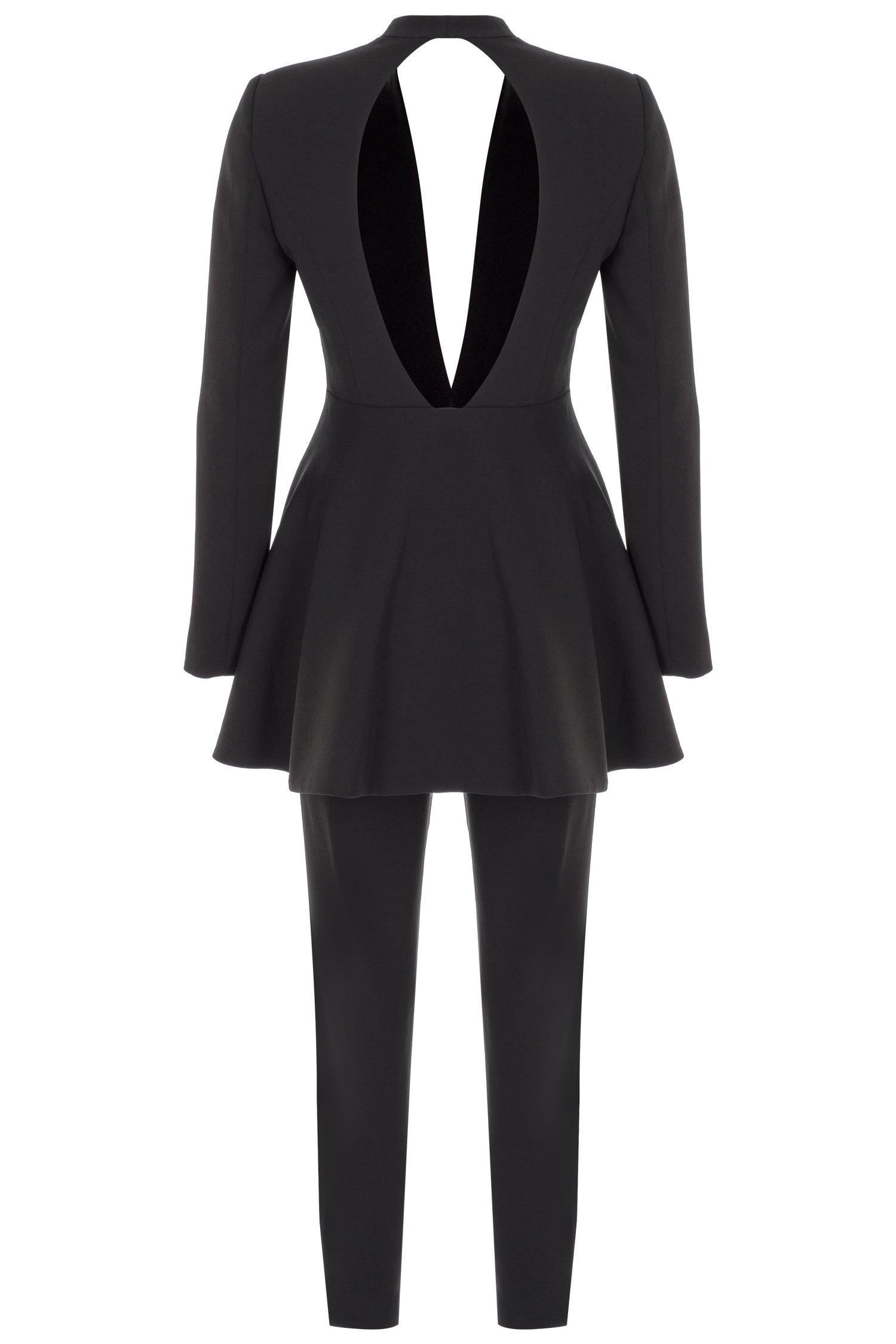 Black Crepe Cut-out Back Suit