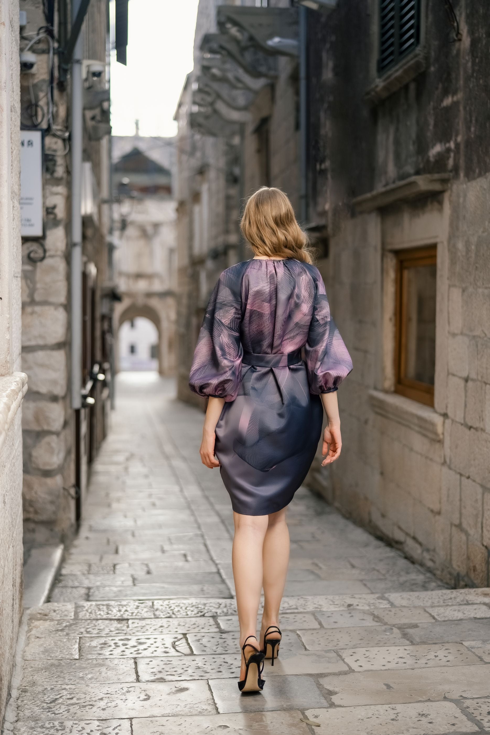 Black Pink Twilight Coat Satin Dress