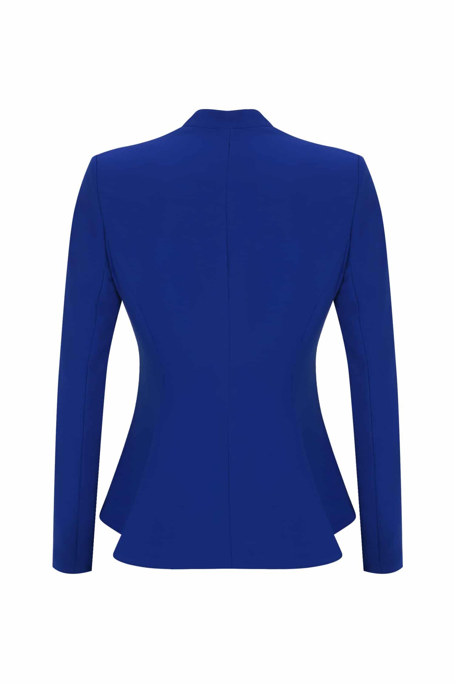 Blue Crepe Hip Length Cinched Blazer